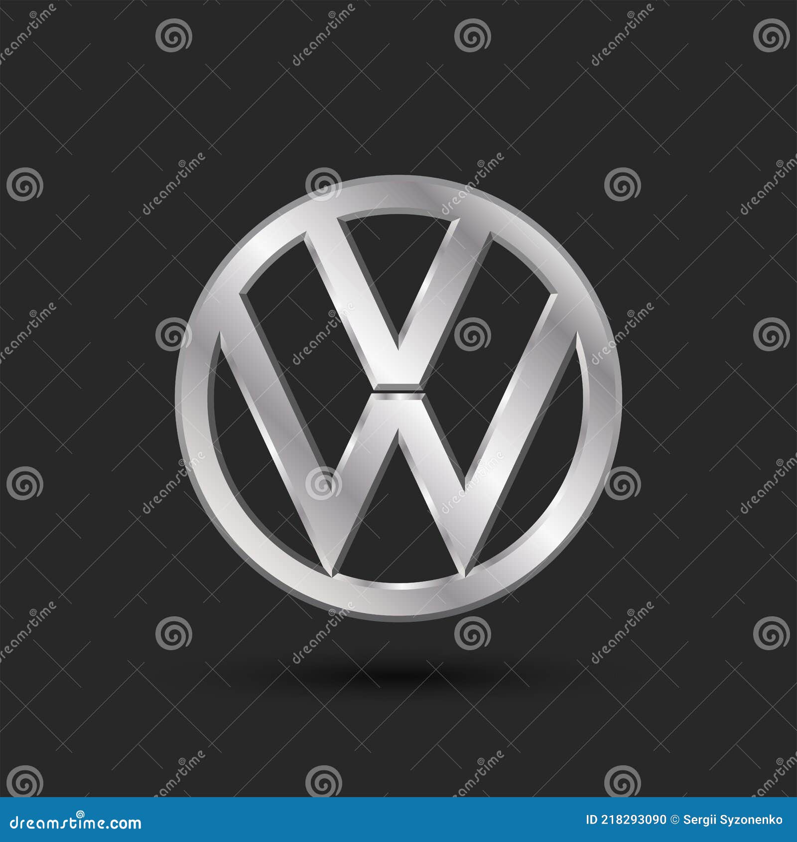 Volkswagen Auto Emblem Logo Metall 3d Vektor Illustration Auf Dunklen  Hintergrund Redaktionelles Bild - Illustration von deutsch, schwarzes:  218293090