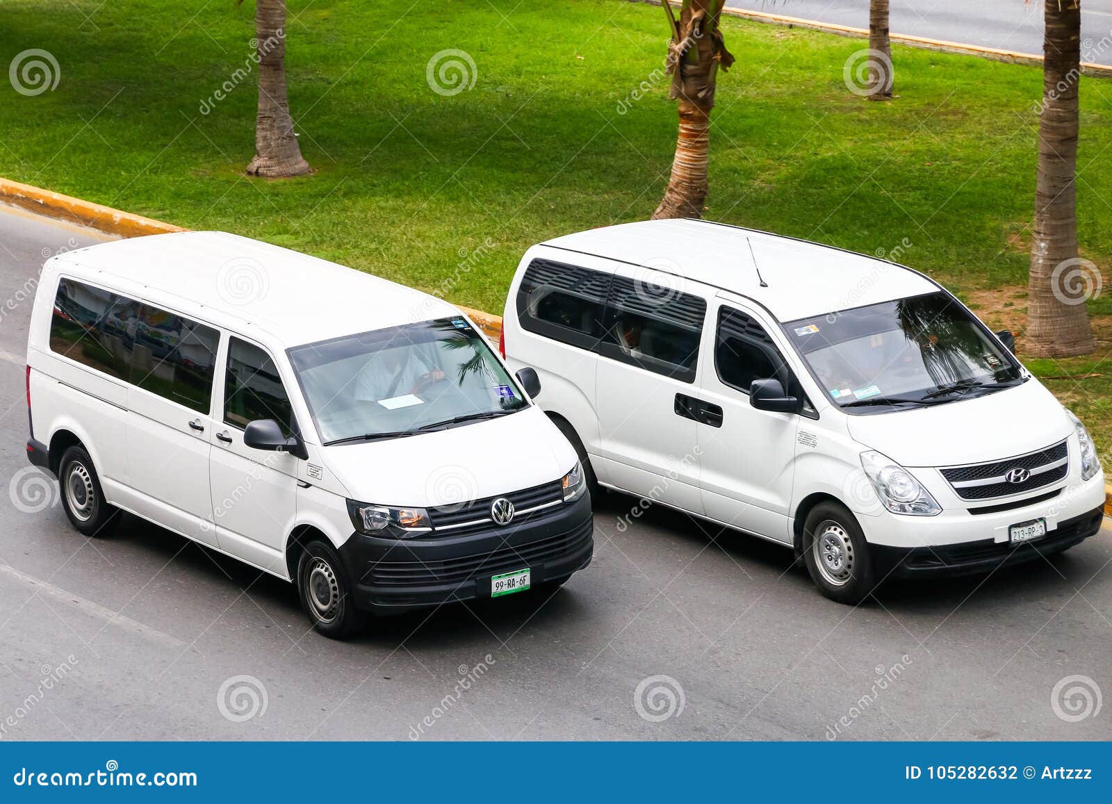 VW T5 Transporter van, side view isolated on white background, 22