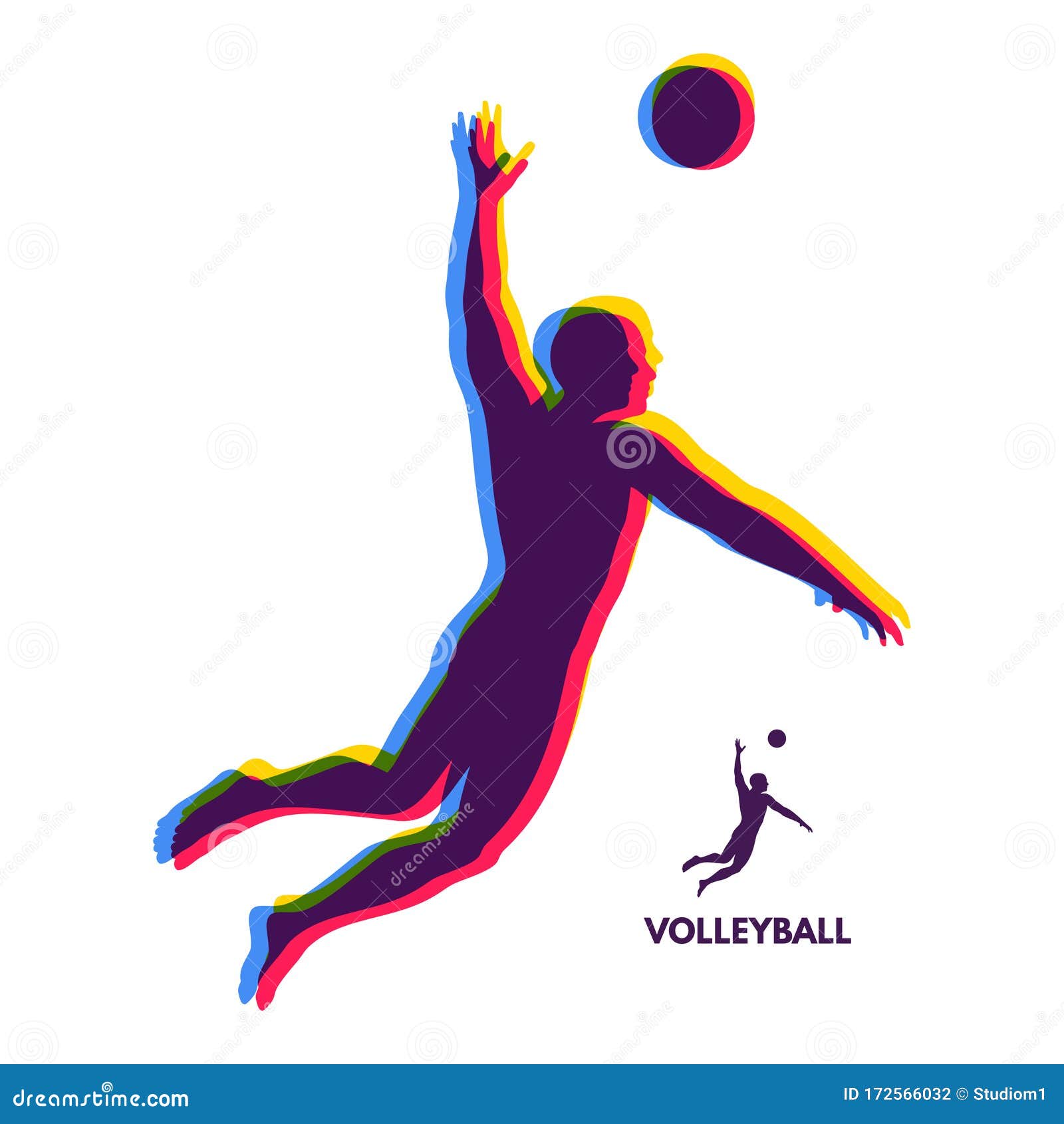 Volleyball Athlete in Action. Sport Symbol. Design Element Stock Vector ...