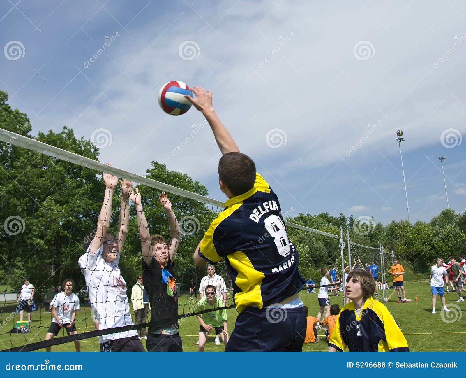 Volleyball Attack Over Block Editorial Stock Photo Image of high