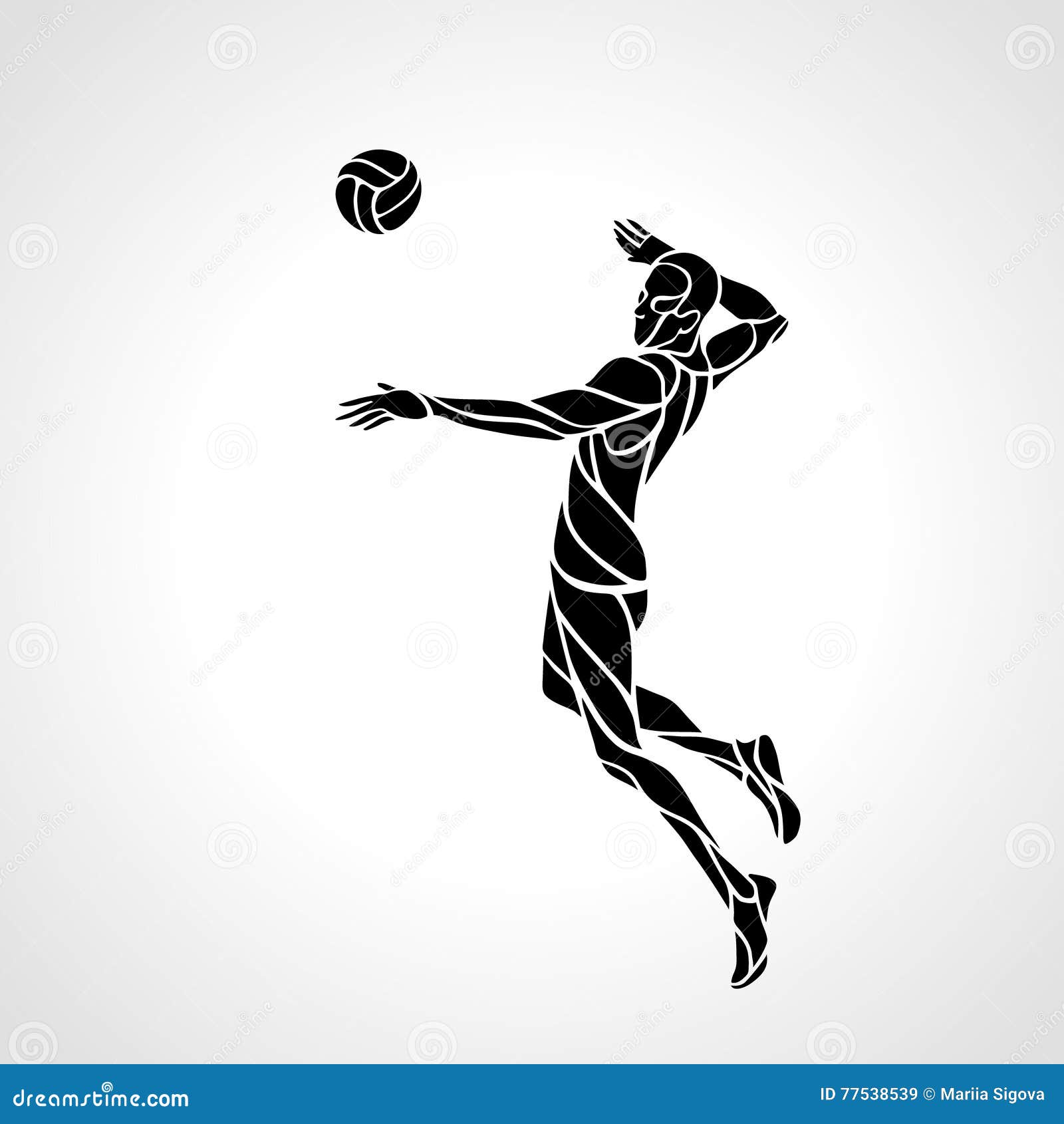 Volleyball Attacker Player Silhouette Stock Vector - Illustration of ...
