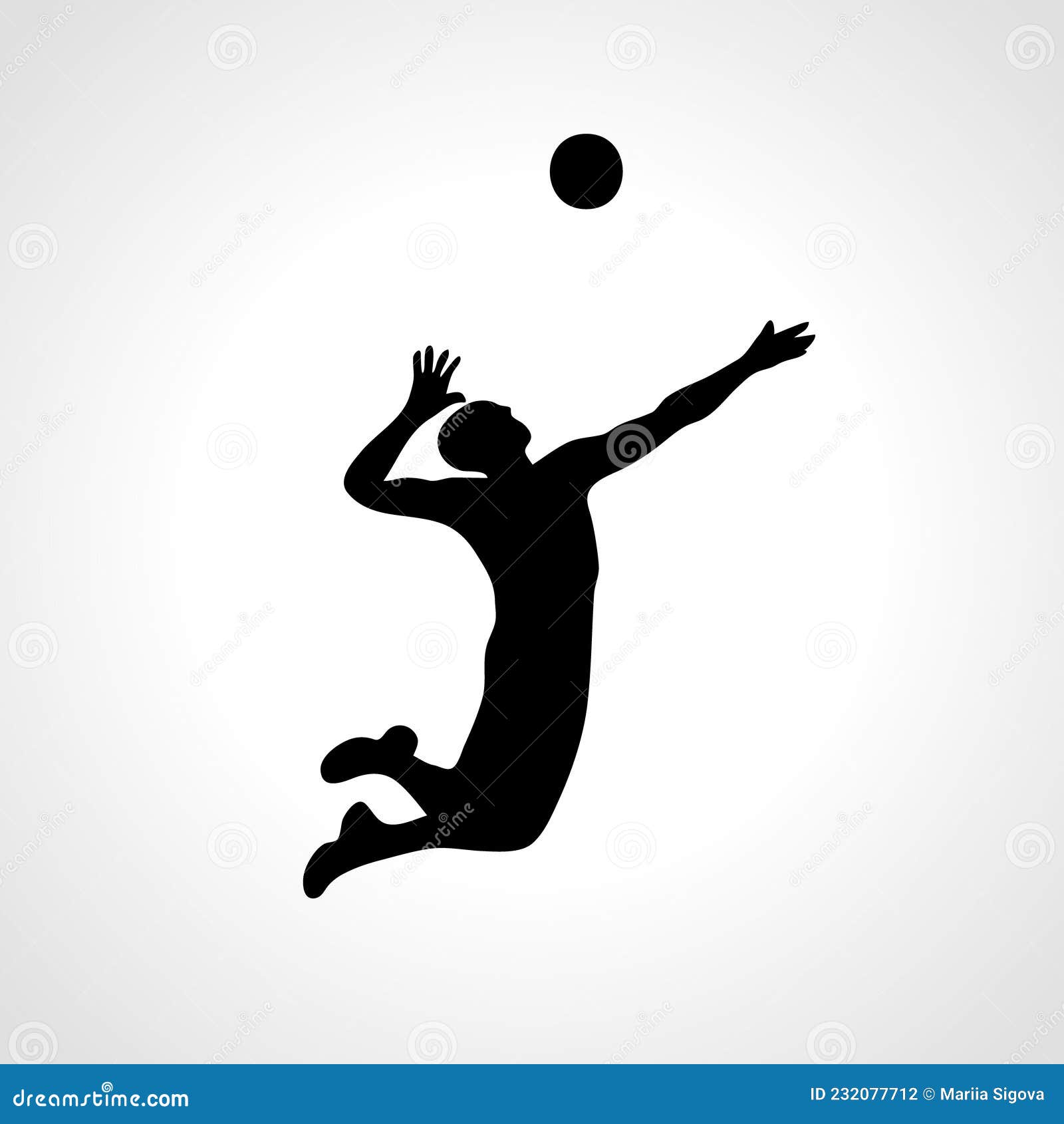 Volleyball Attacker Player Silhouette. Vooleyball Player Vector Stock ...