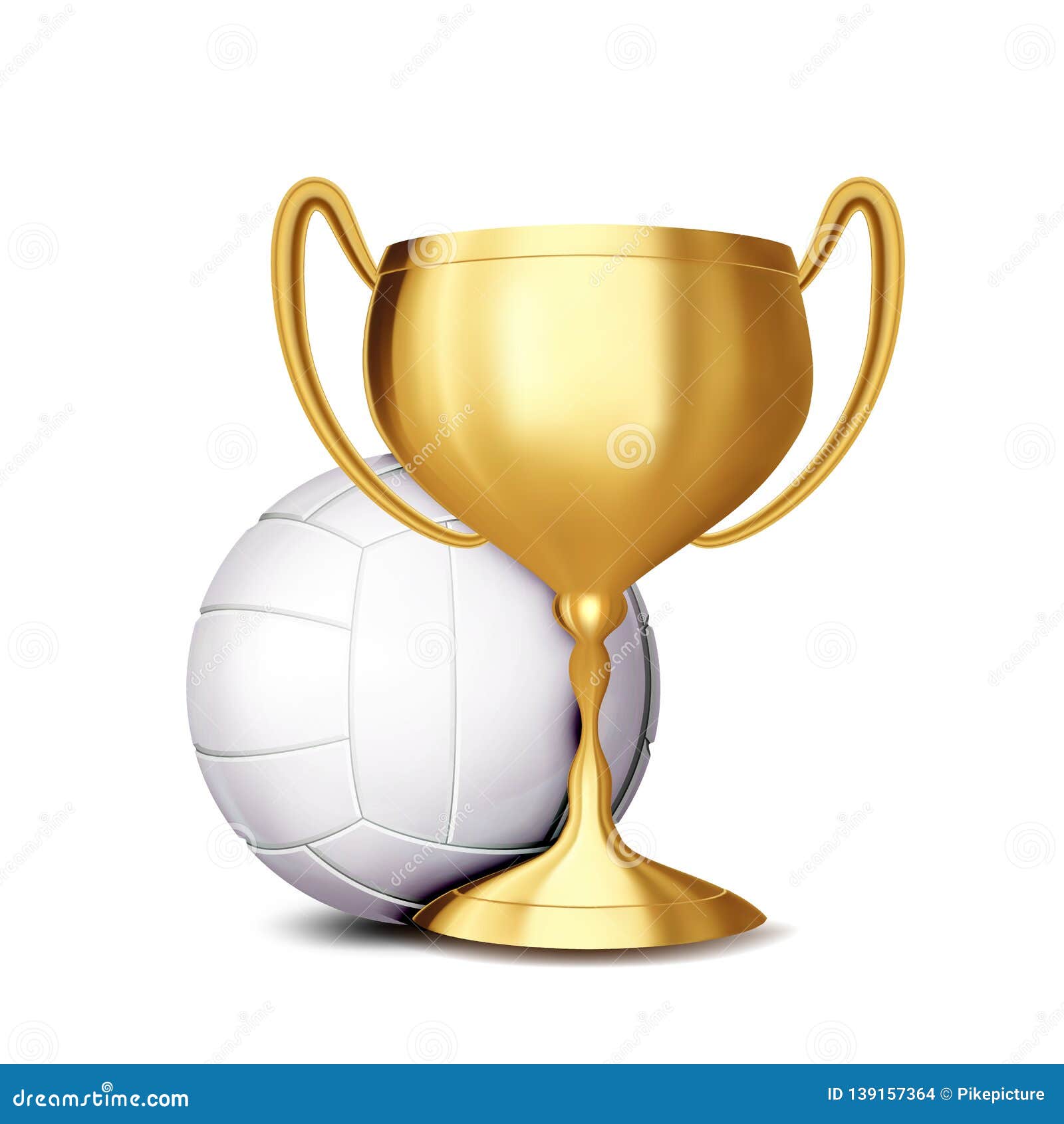 Volleyball Award Vector. Volleyball Ball, Golden Cup. Sports Game Event ...