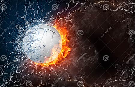 Volleyball Ball in Fire and Water Stock Illustration - Illustration of ...