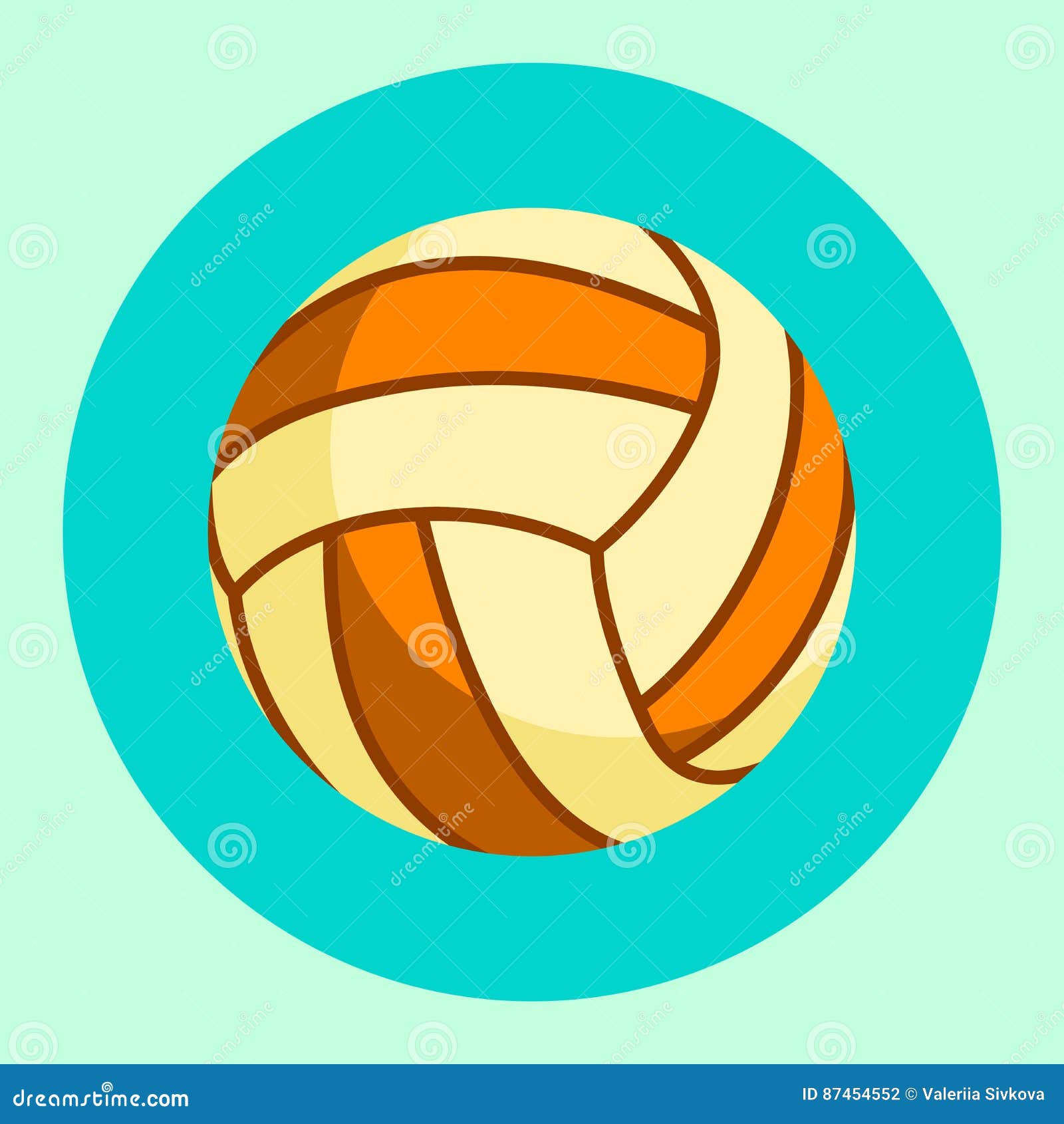Volleyball Ball Icon. Colorful Volleyball Ball on a Turquoise ...