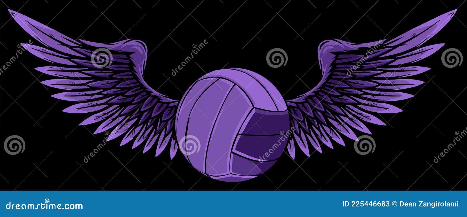 Volleyball Ball Logo with Long Wings Vector Stock Vector Illustration