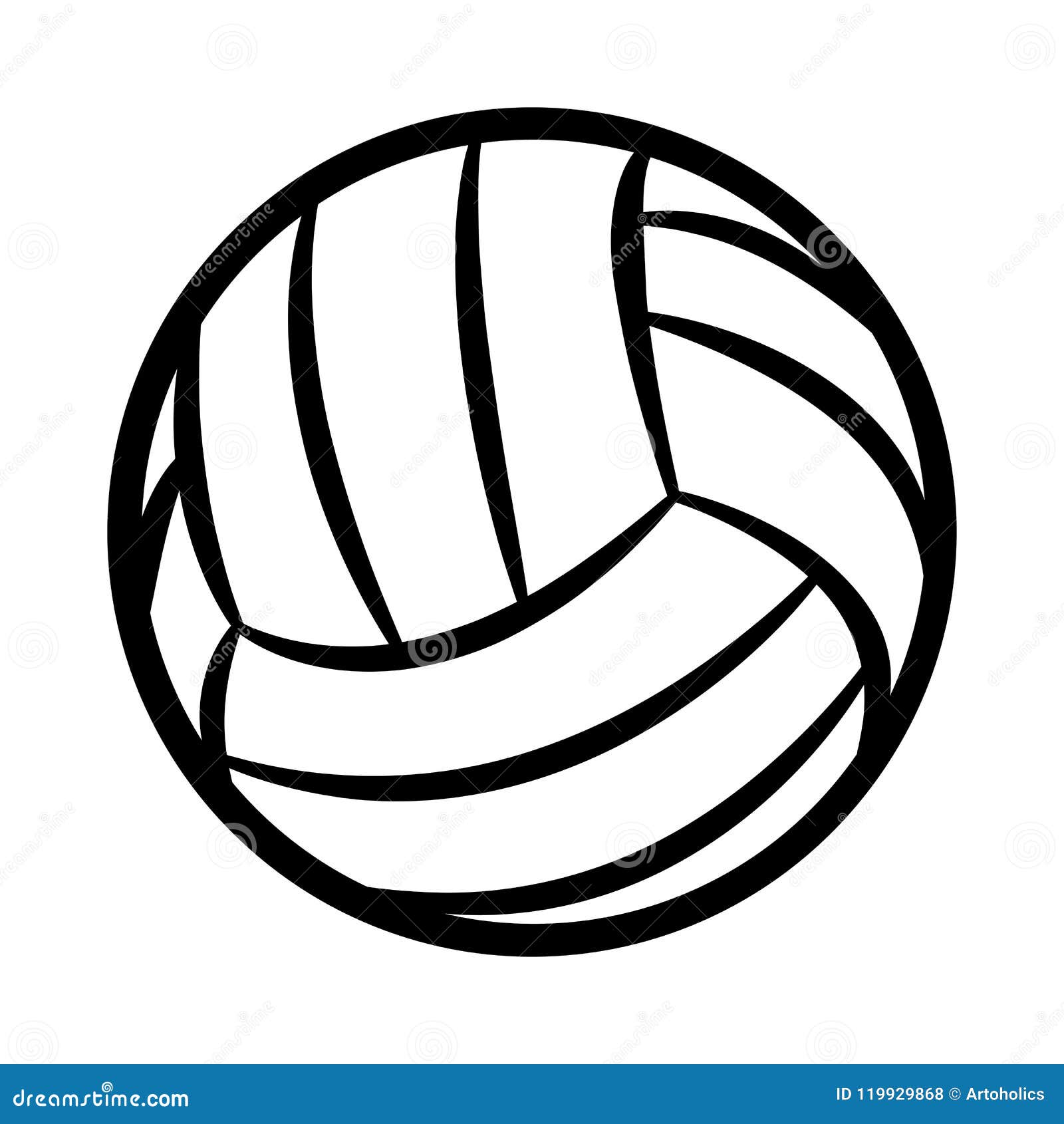Volleyball Ball Silhouette Vector Illustration Isolated on White Stock ...