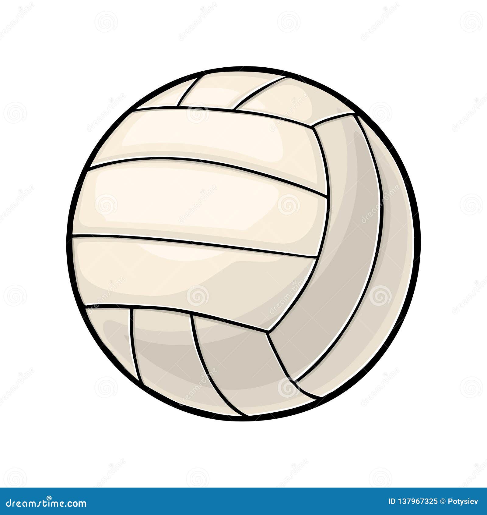 Volleyball Ball. Vintage Vector Color Illustration. Isolated on White ...