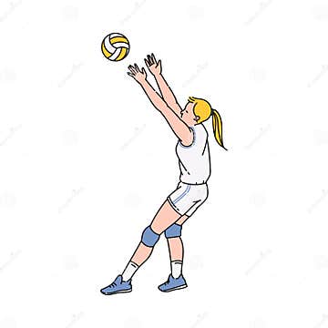 Volleyball or Basketball Female Player Sketch Vector Illustration ...