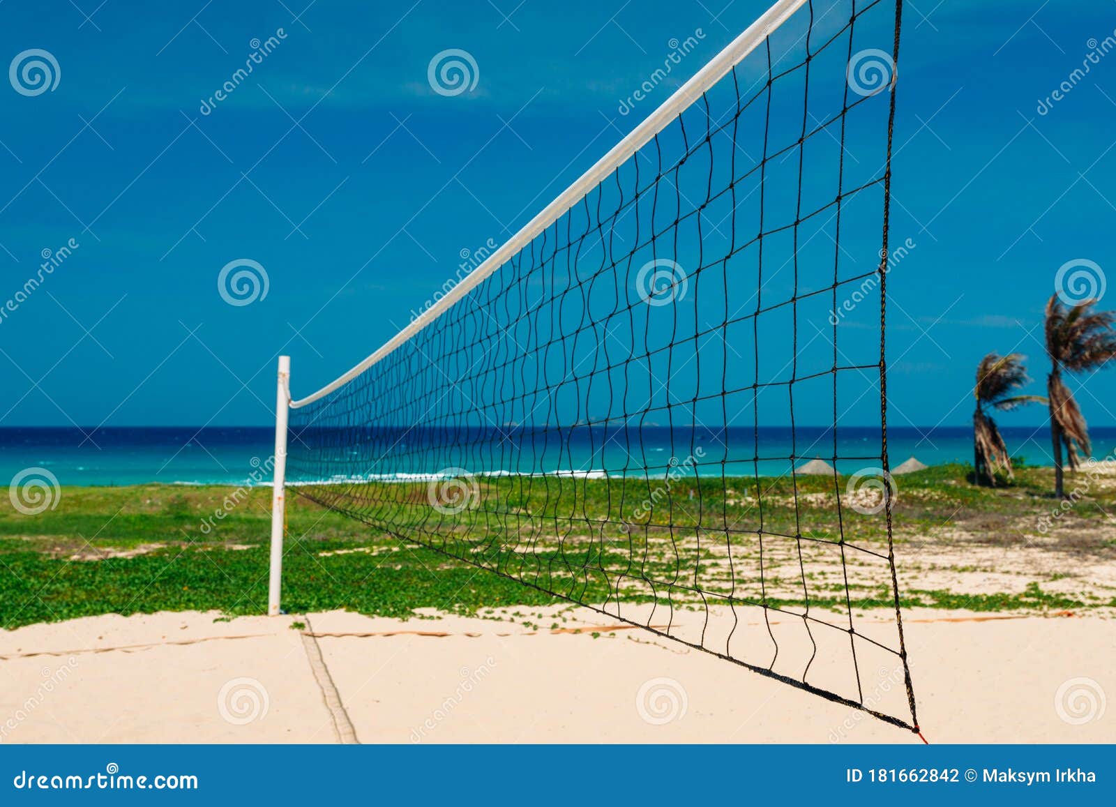 Volleyball Court On The Sandy Shore Near The Sea. No One ...