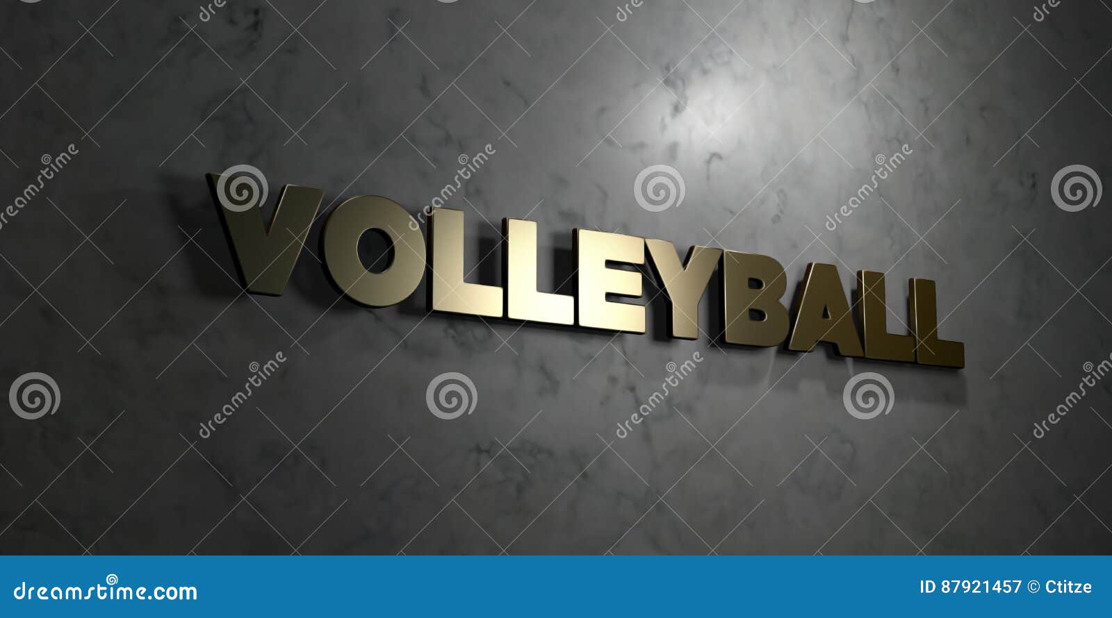 Volleyball - Gold Text on Black Background - 3D Rendered Royalty Free Stock Picture Stock Illustration