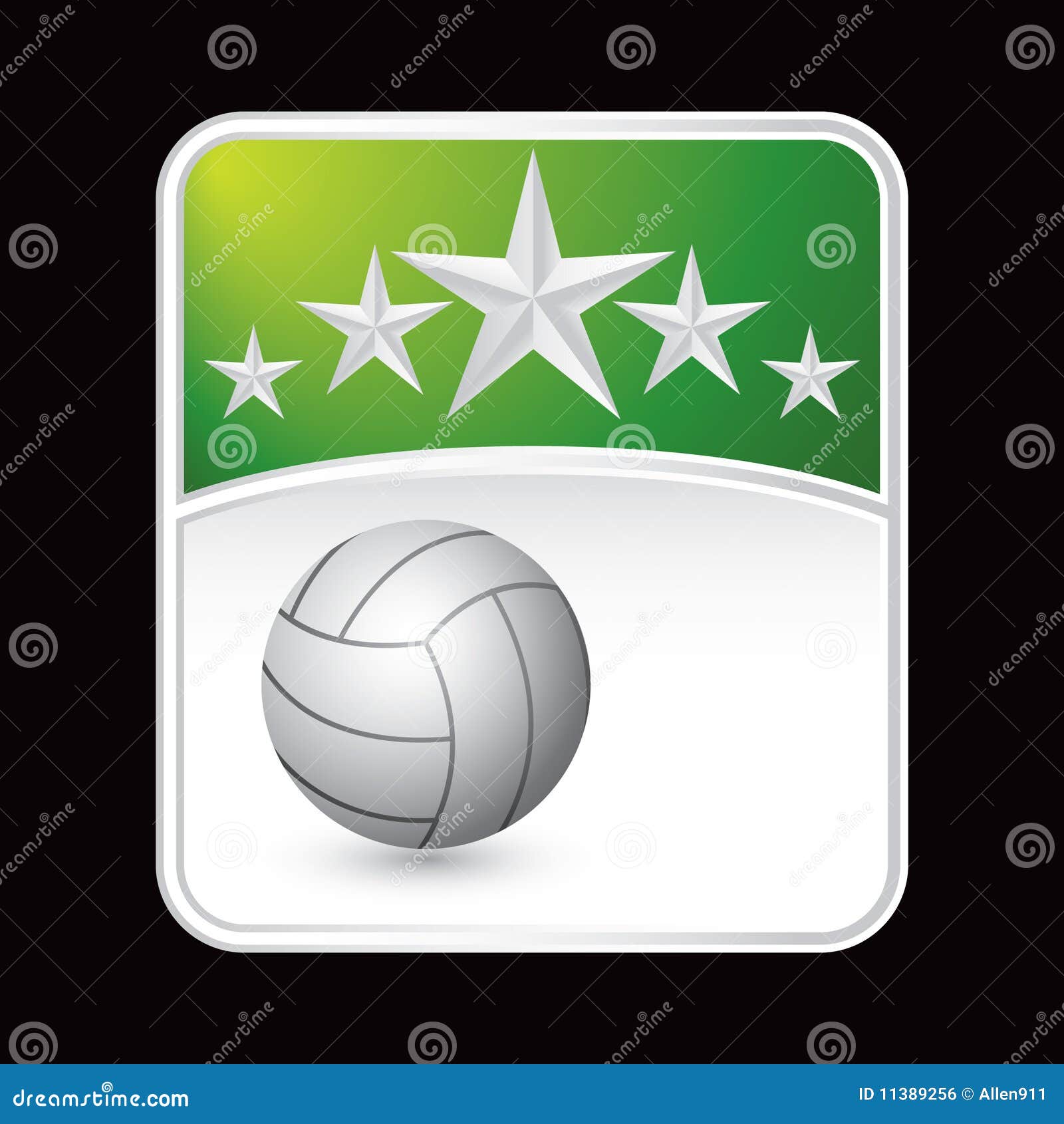 Volleyball on Green Star Background Stock Vector Illustration of