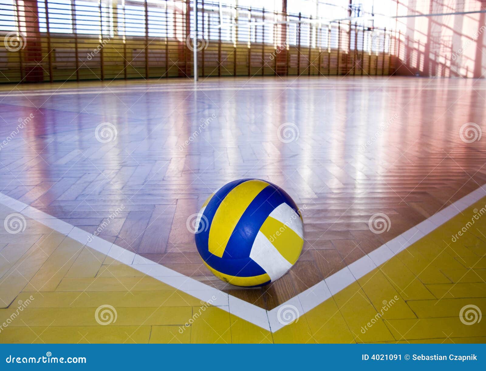 volleyball in school gym indoor.