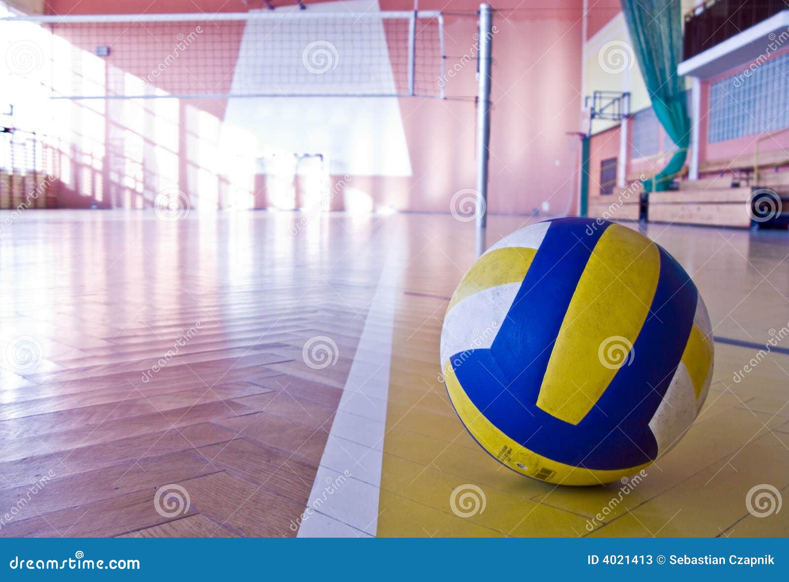Volleyball in a Gym on the Floor Clouseup Stock Image Image of