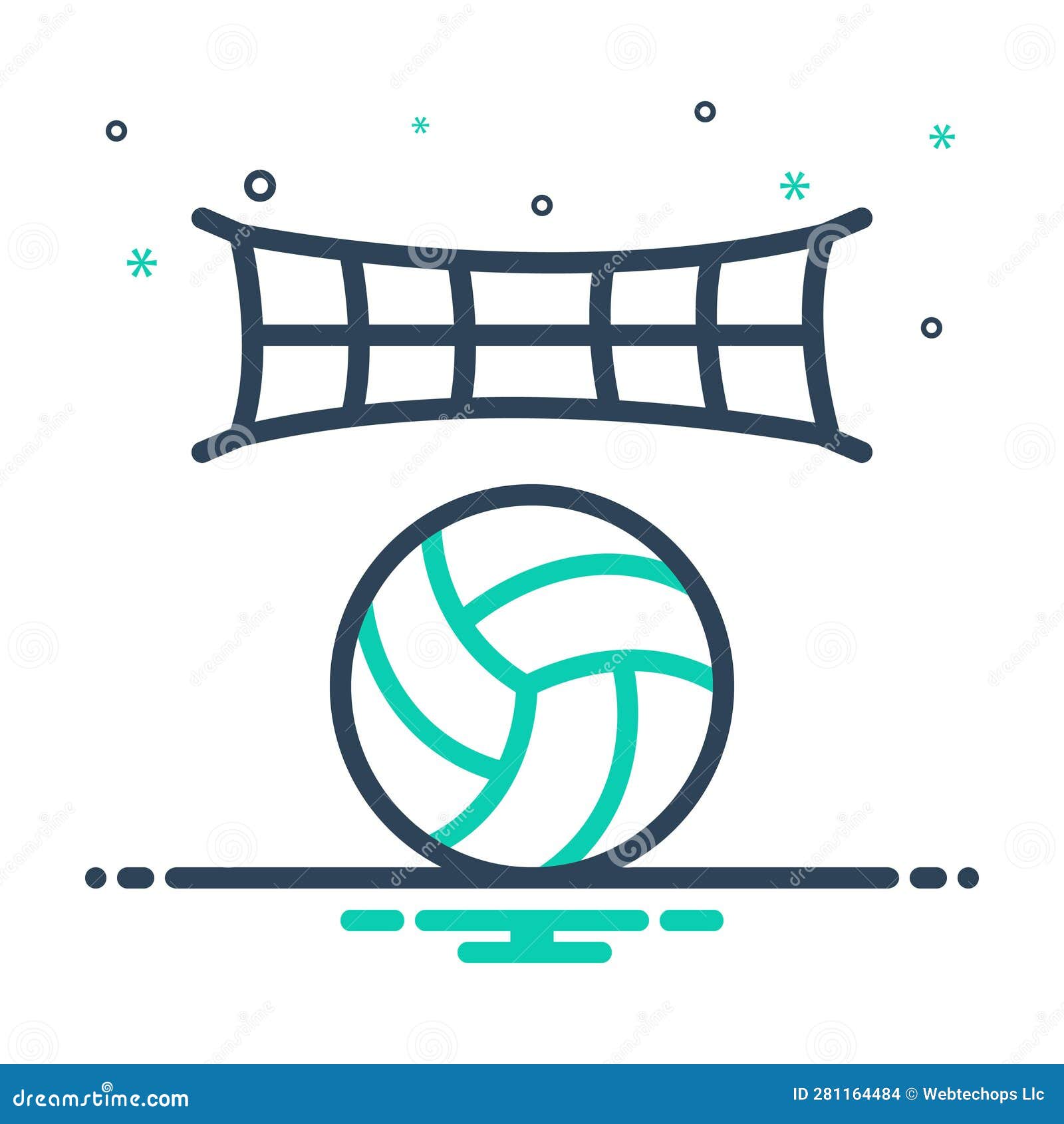 Mix Icon for Volleyball, Sport and Team Stock Vector Illustration of