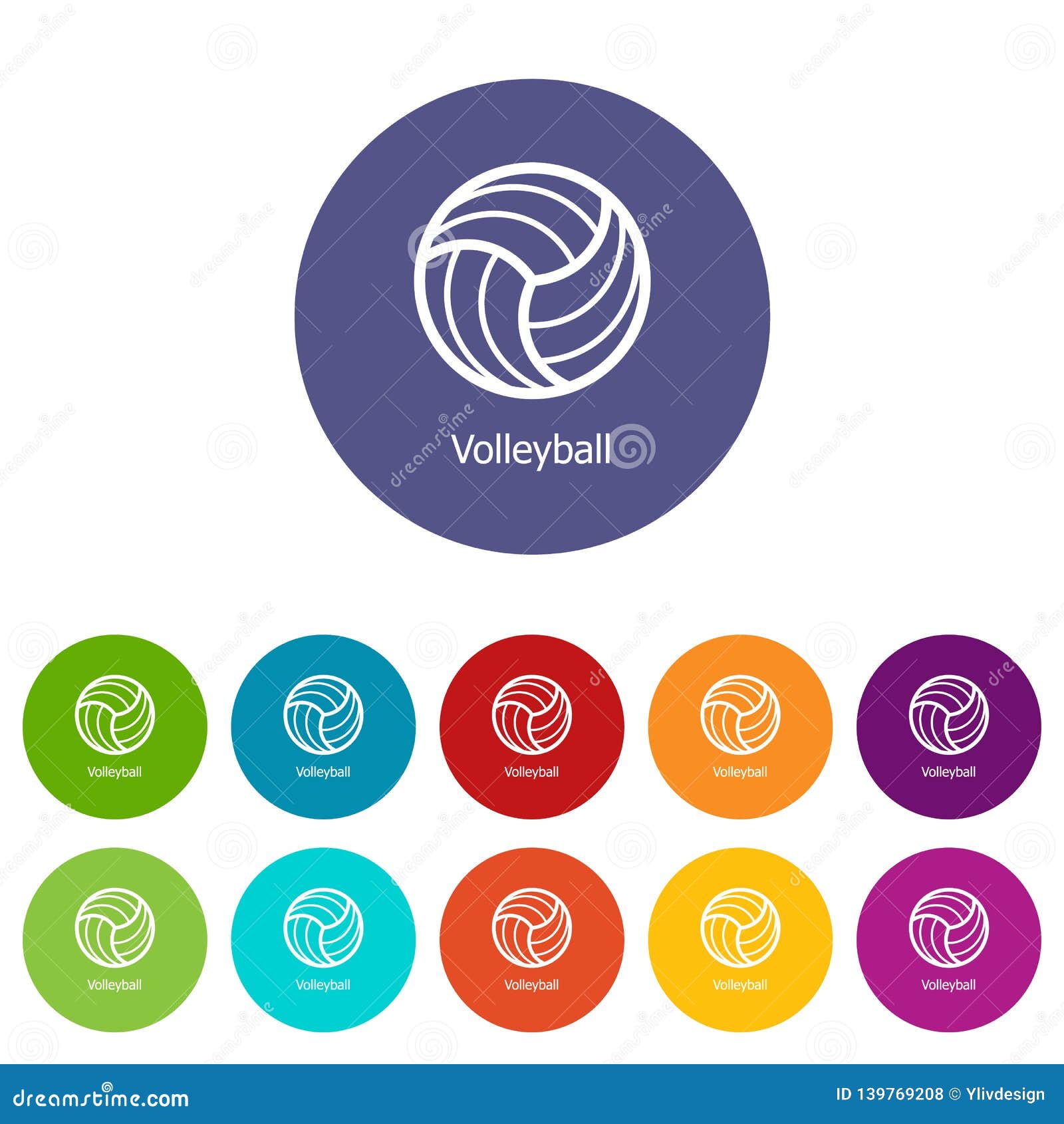 Volleyball Icons Set Vector Color Stock Vector - Illustration of round ...