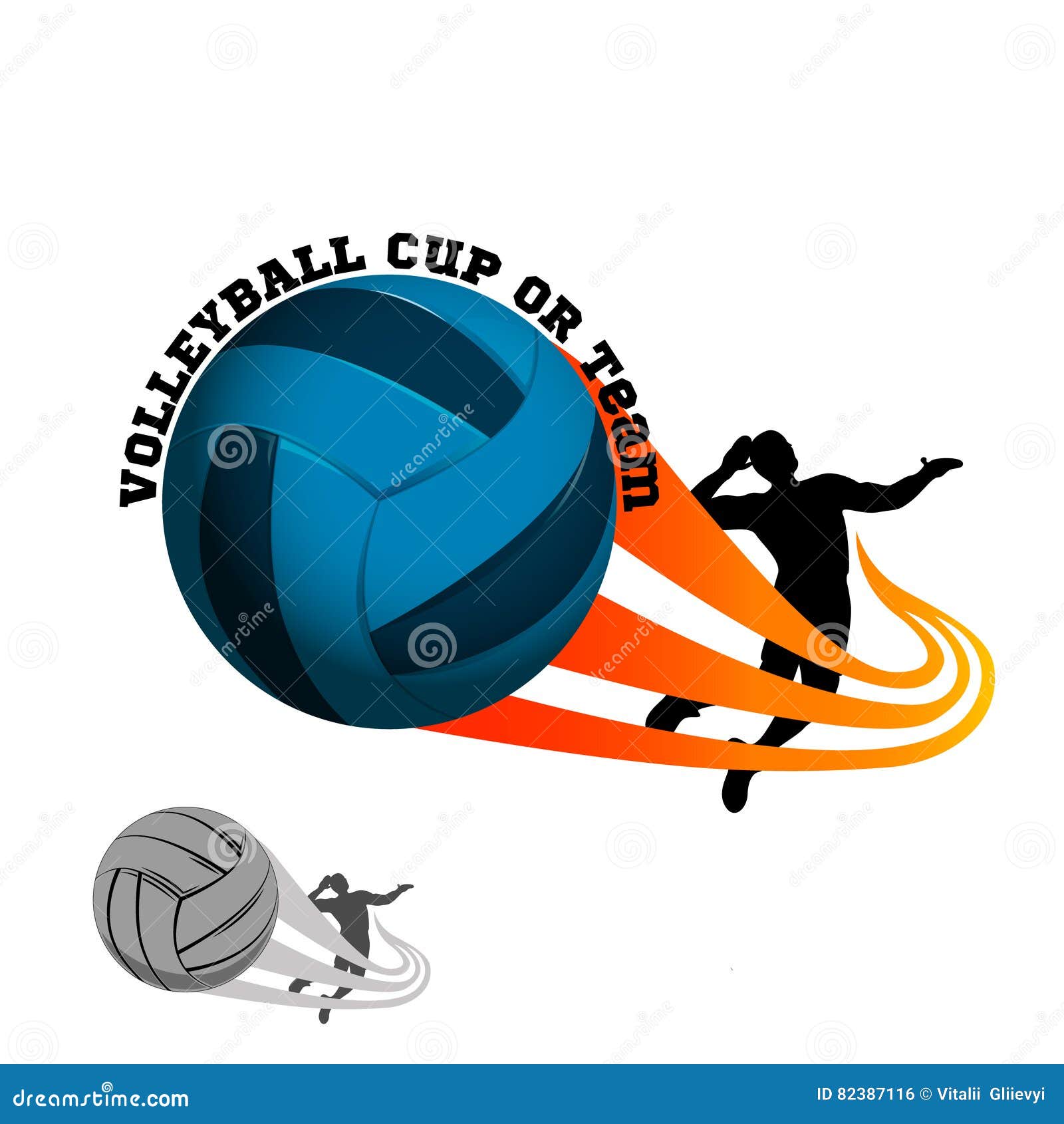 Volleyball Logo for the Team and the Cup Stock Vector - Illustration of ...
