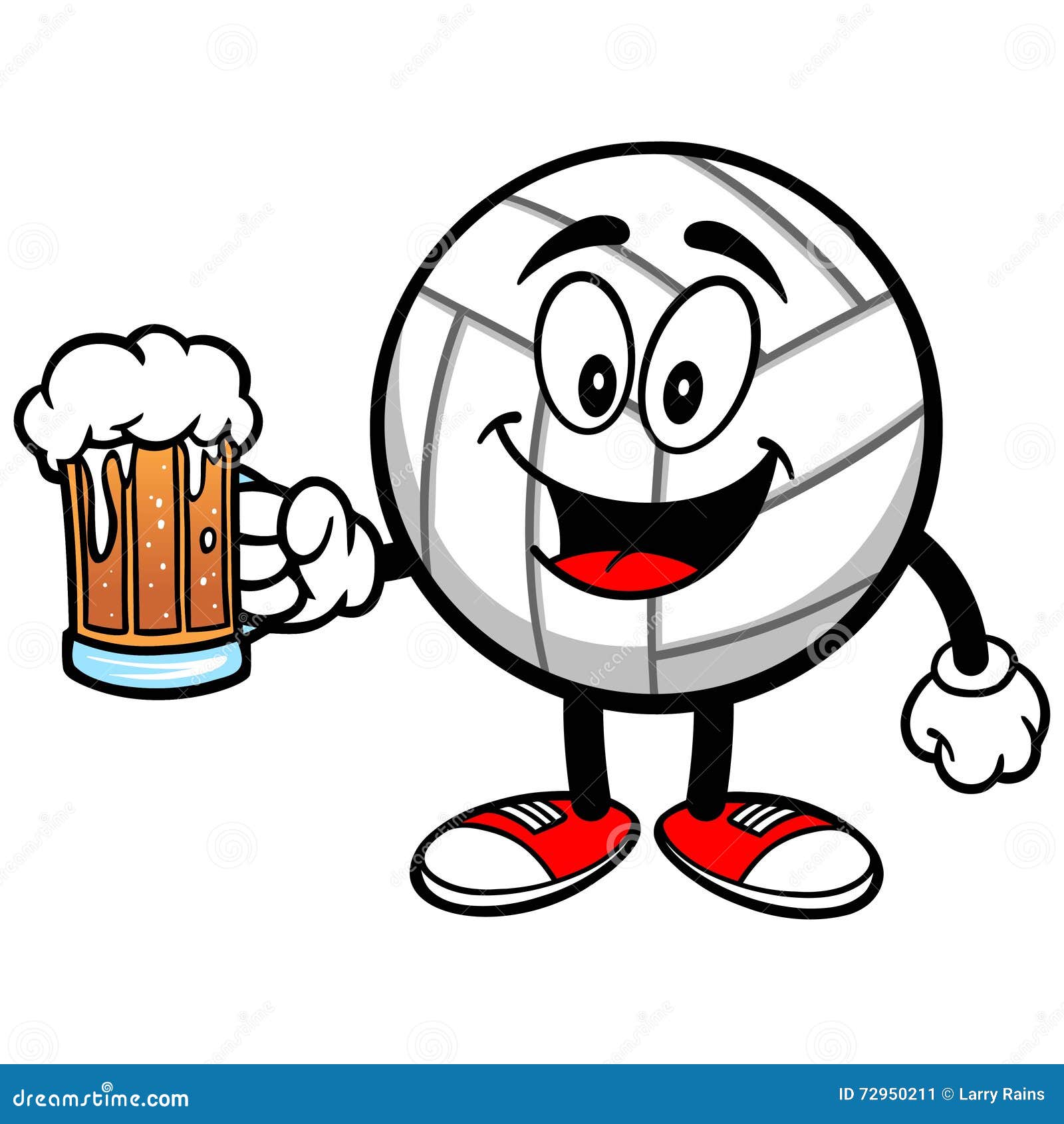 Volleyball Mascot with Beer Stock Vector Illustration of volleyball