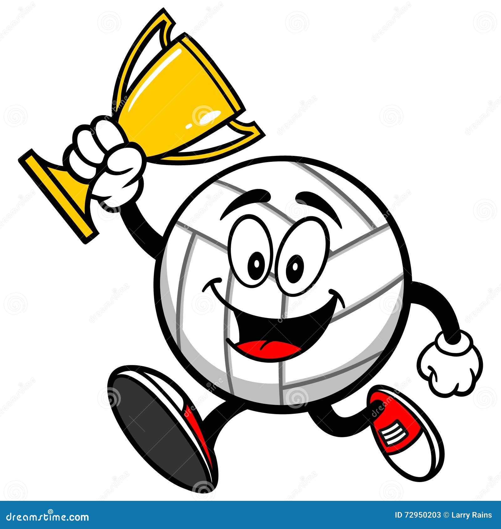Volleyball Mascot Running with Trophy Stock Vector Illustration of