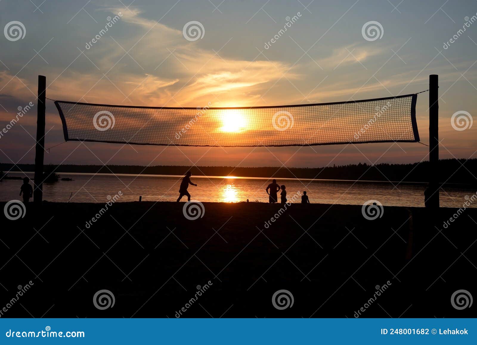 Volleyball Mesh at Krasavitsa Lake, Zelenogorsk, Russia Stock Photo