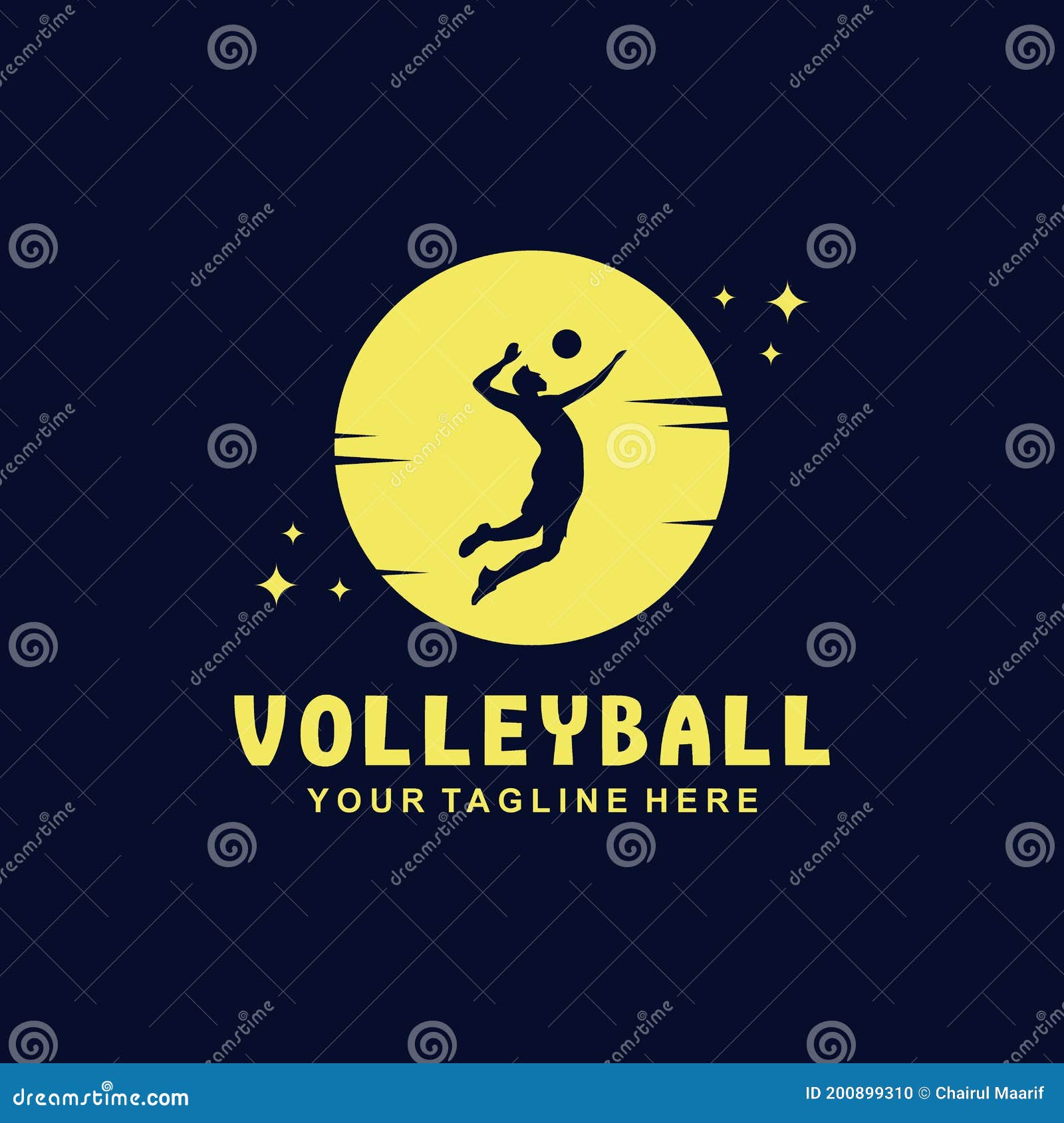 Volleyball Moon Logo Design with Flat Style Stock Vector Illustration of design, logo 200899310