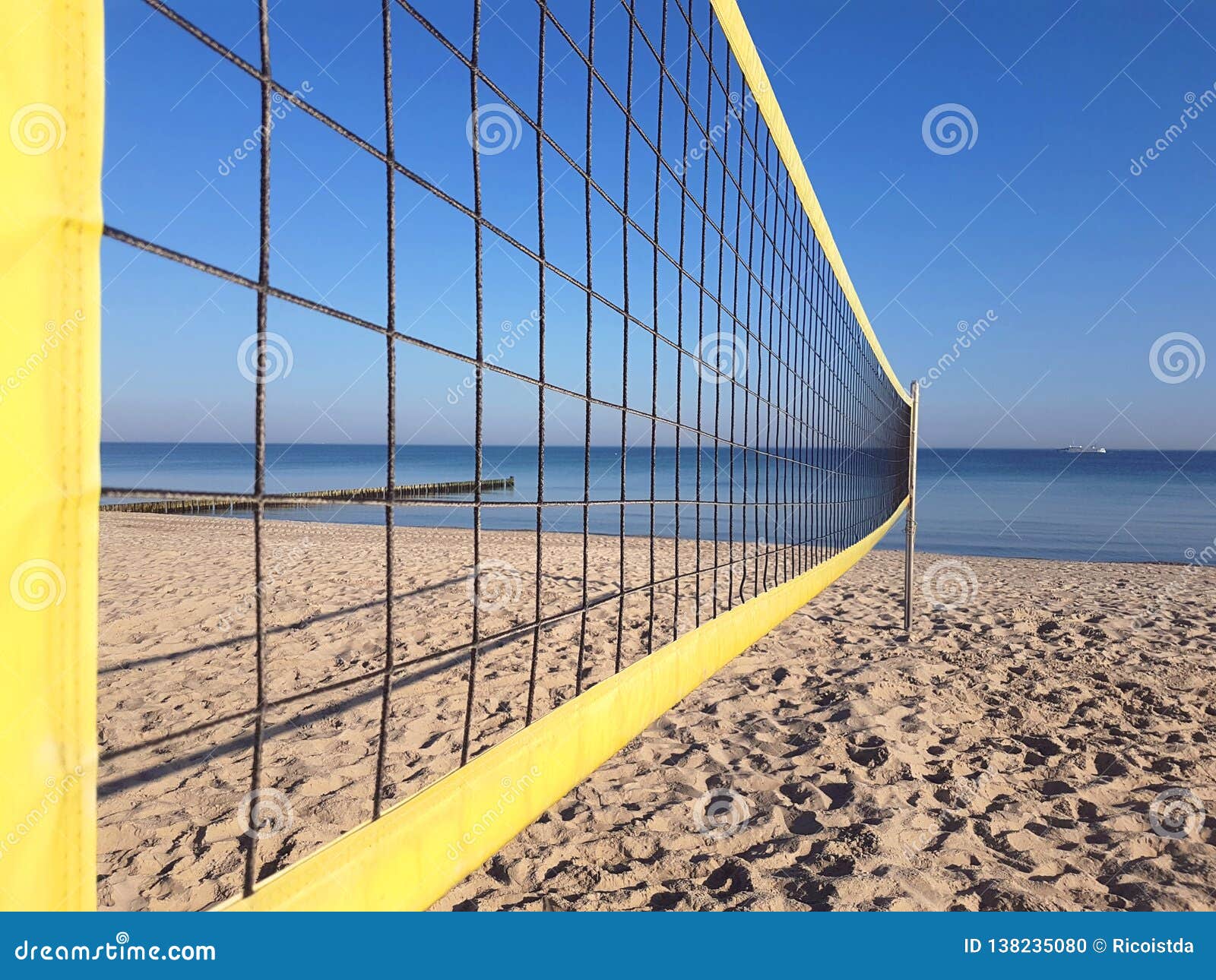 Volleyball Net on the Beach Stock Photo Image of outdoors, ball