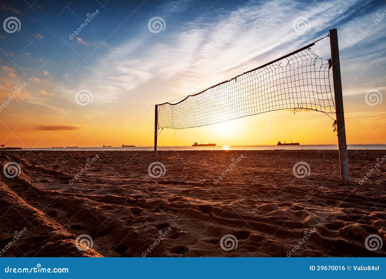 Volleyball Net And Sunrise On The Beach Stock Photo Image 29670016