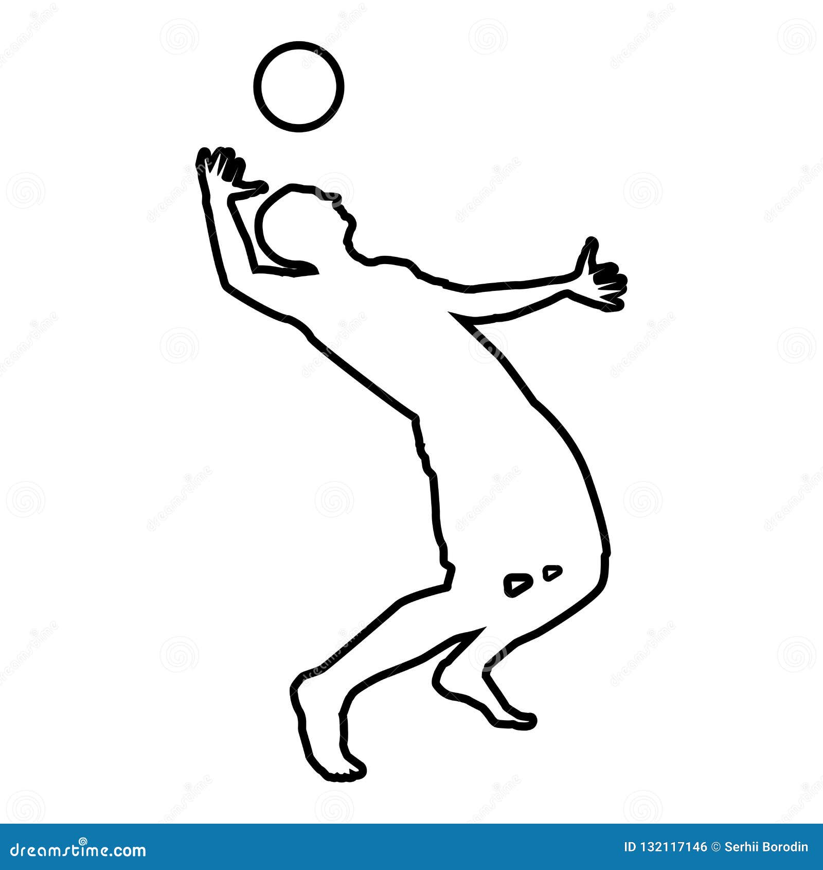 Volleyball Player Hits the Ball with Top Silhouette Side View Attack ...