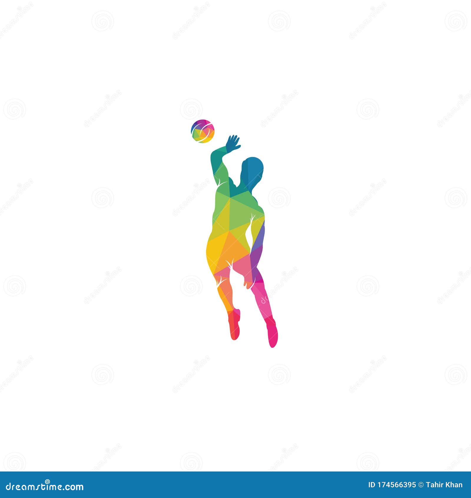 Abstract Volleyball Player Jumping Vector Logo Design. Stock Vector ...