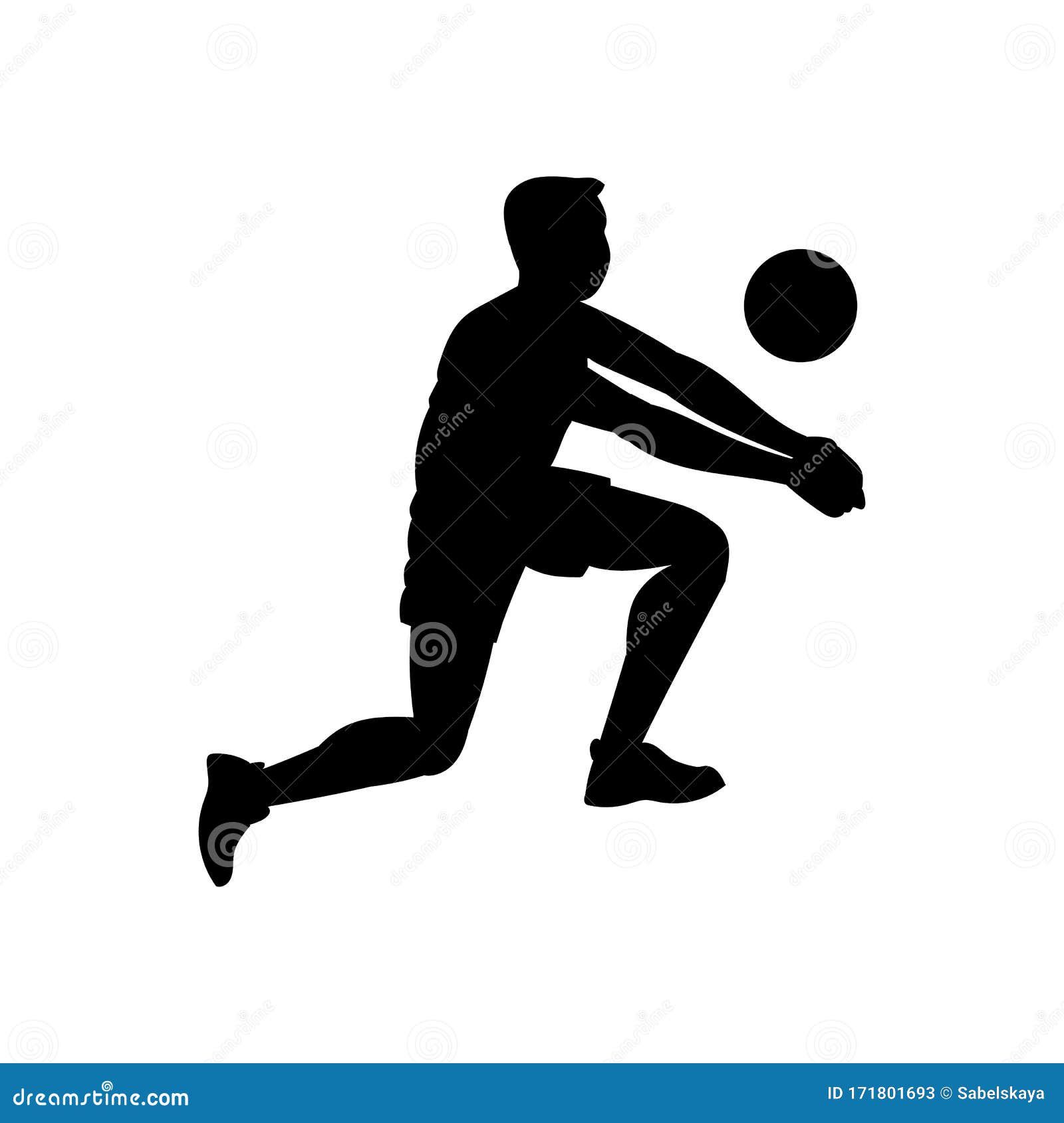 Volleyball Player Hitting Ball Male Silhouette, Vector Illustration ...