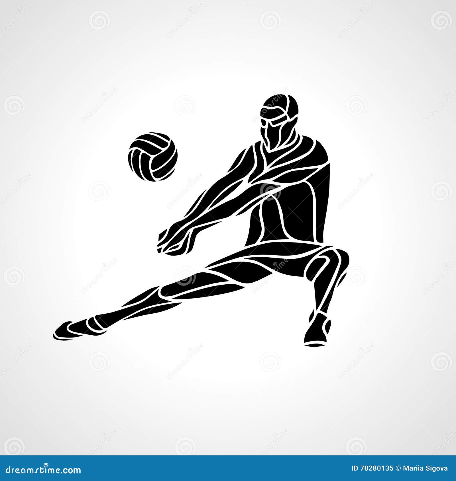 Volleyball Player Receive Ball Silhouette Stock Vector - Illustration ...