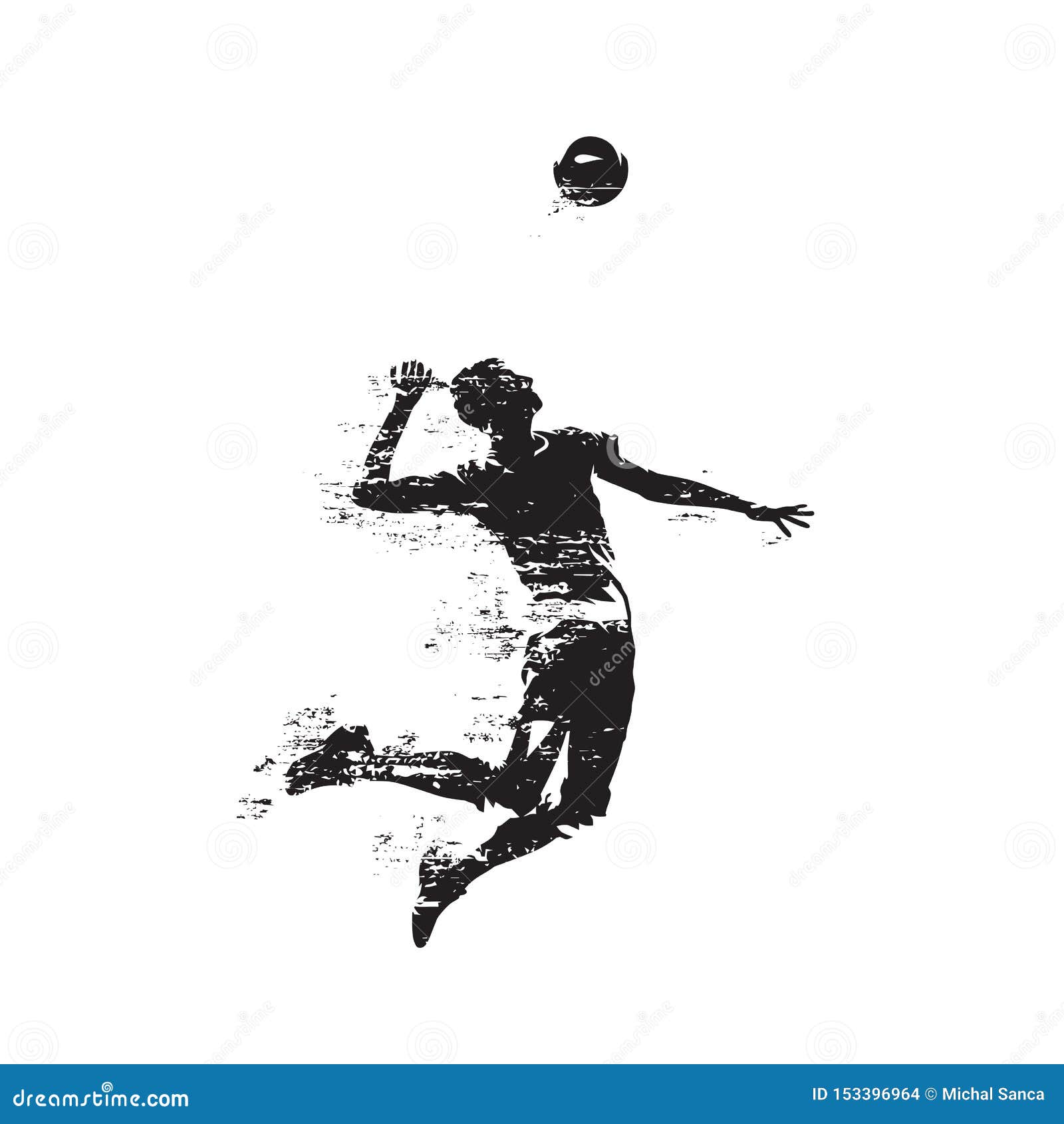 Volleyball Player Serving Ball, Abstract Isolated Vector Silhouette ...