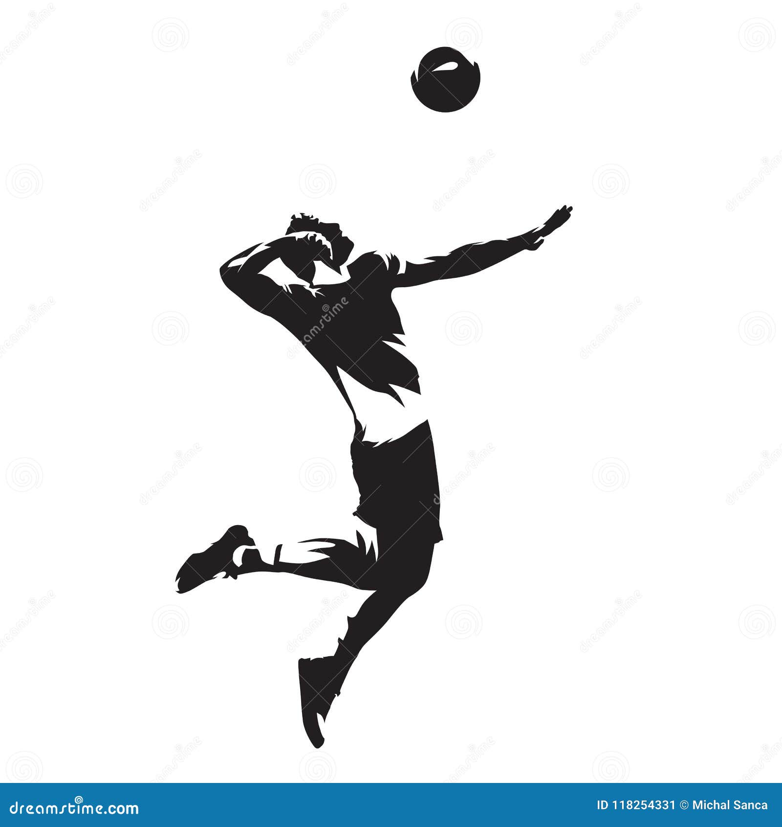 Volleyball Player Serving Ball, Isolated Vector Silhouette Stock Vector ...