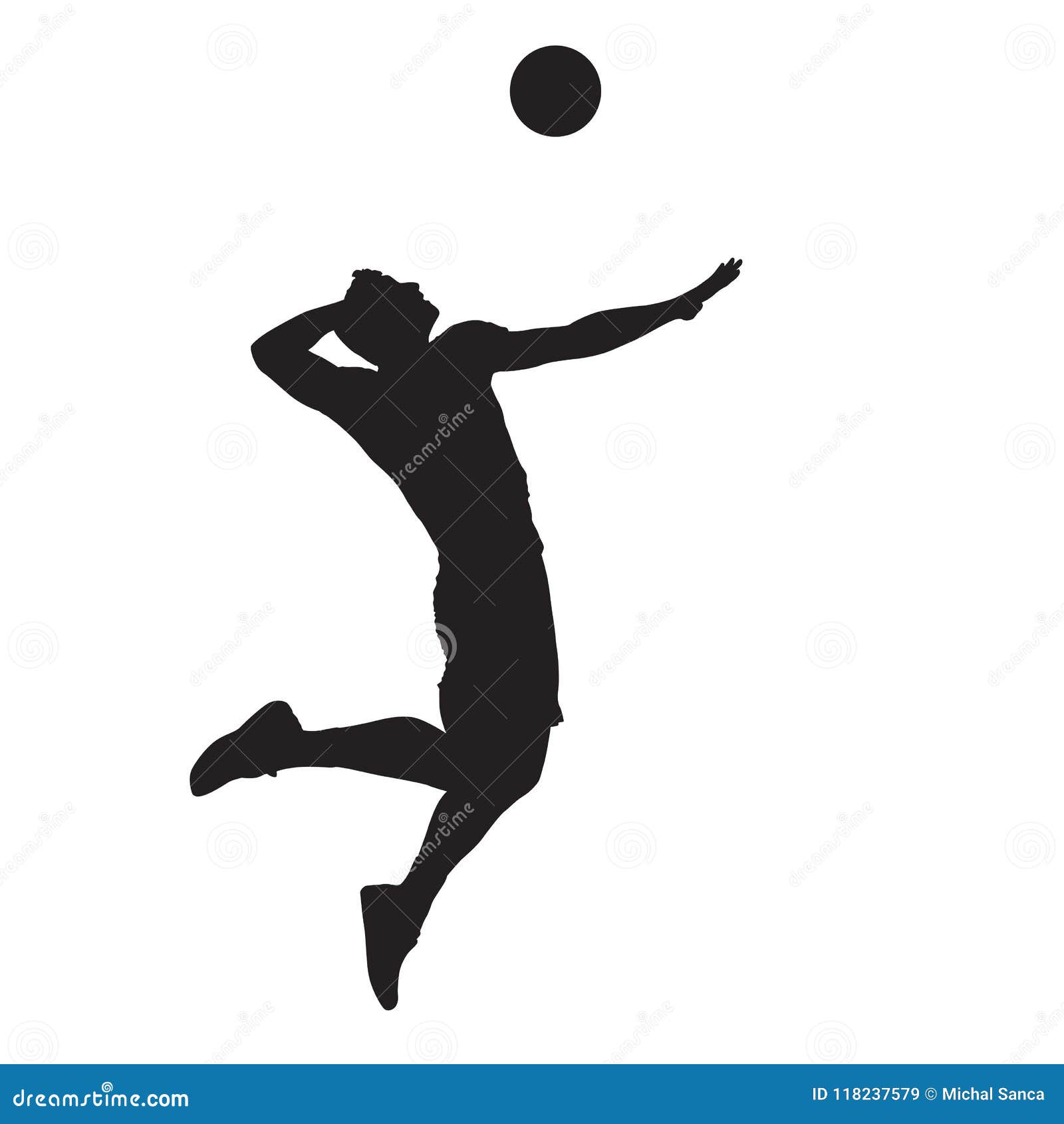 Volleyball Player Spiking Ball, Isolated Vector Silhouette ...