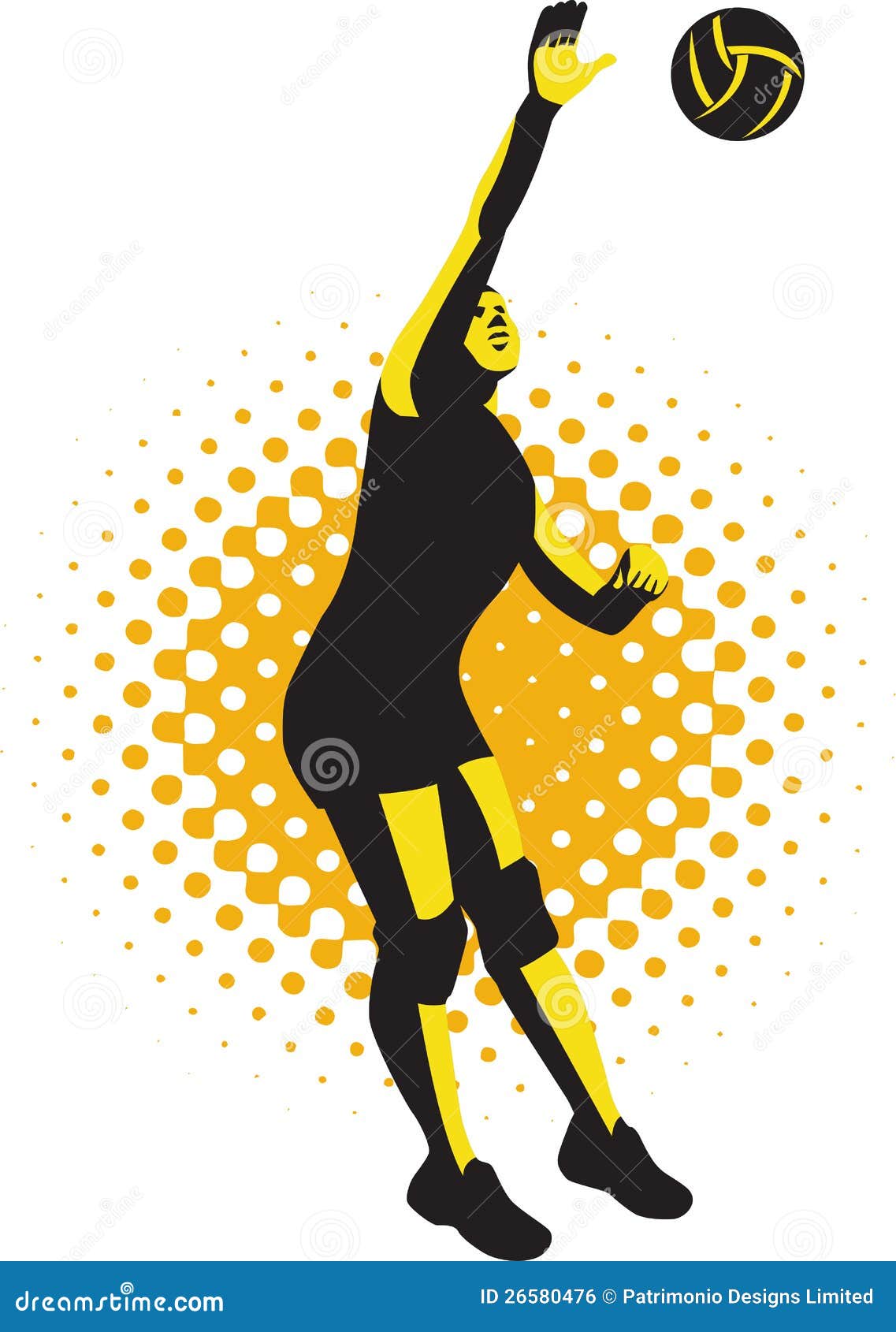 Girl Spiking Flaming Volleyball Vector Cartoon Illustration ...