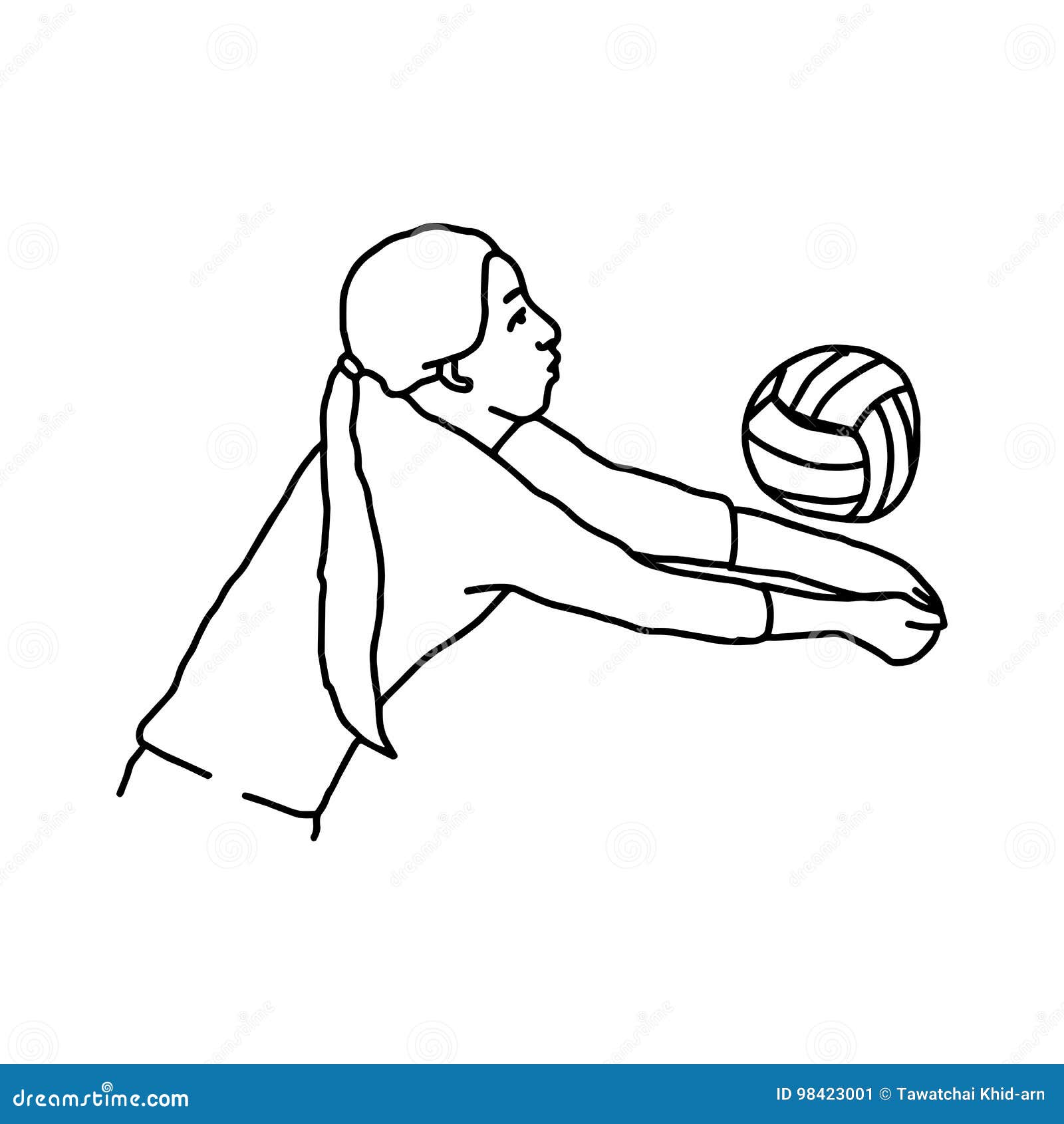 Volleyball Player - Vector Illustration Sketch Hand Drawn With B Stock ...