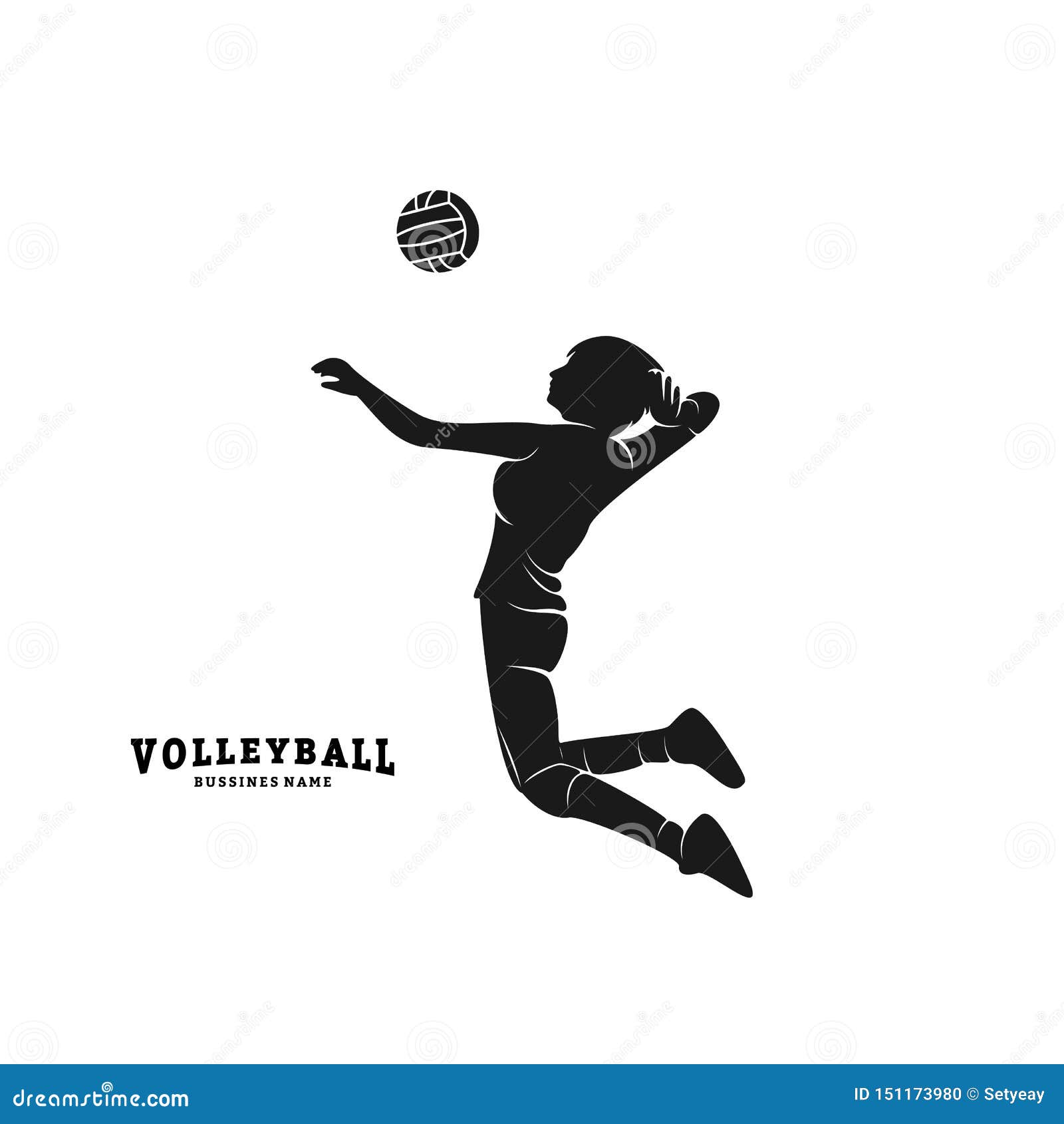 Volleyball Player Vector. Silhouette of Volleyball Player Stock Vector ...