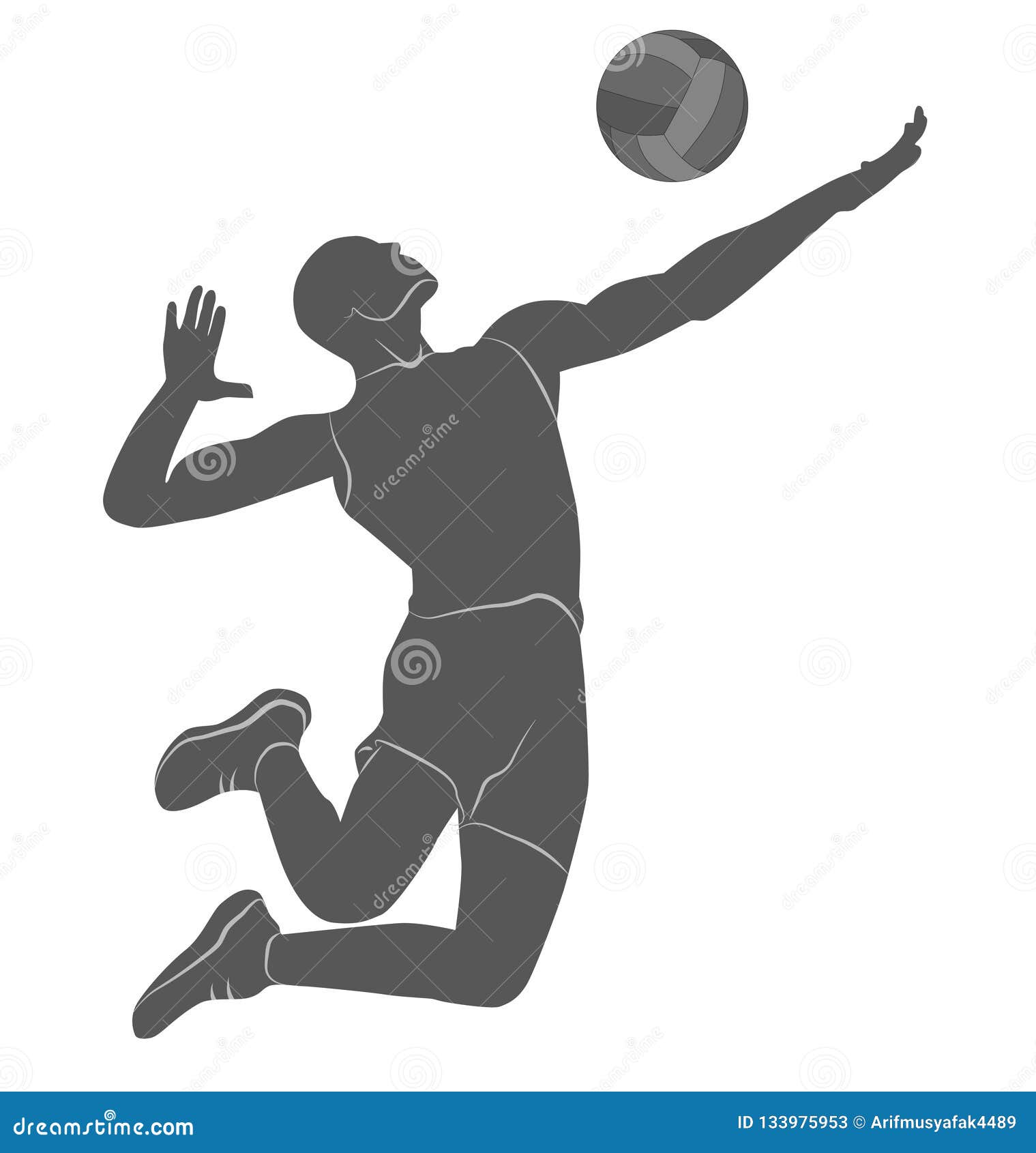 Volleyball Players Smasing Symbol Stock Vector - Illustration of ...