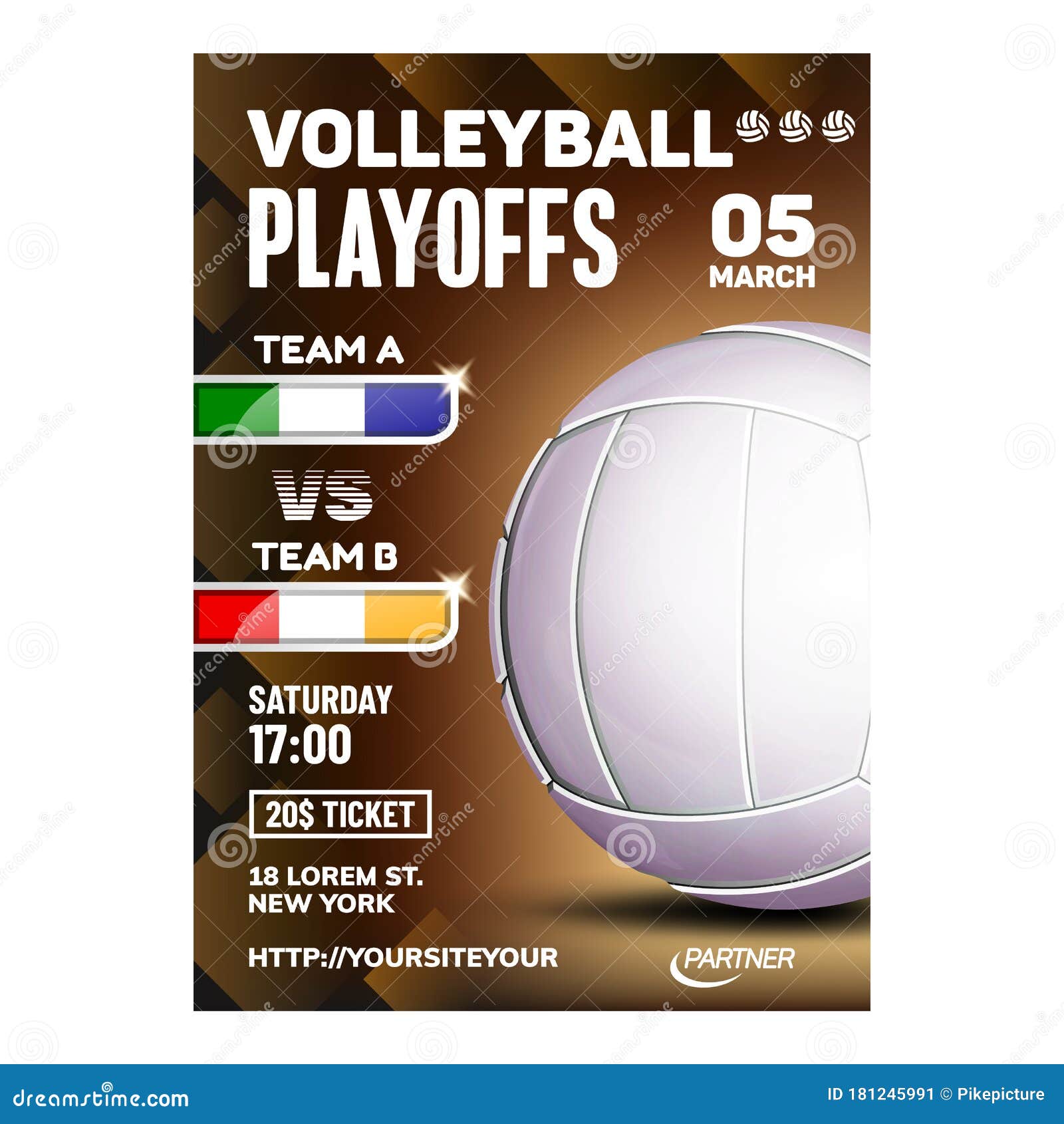 Volleyball Sport Event Promotional Poster Vector Stock Vector ...