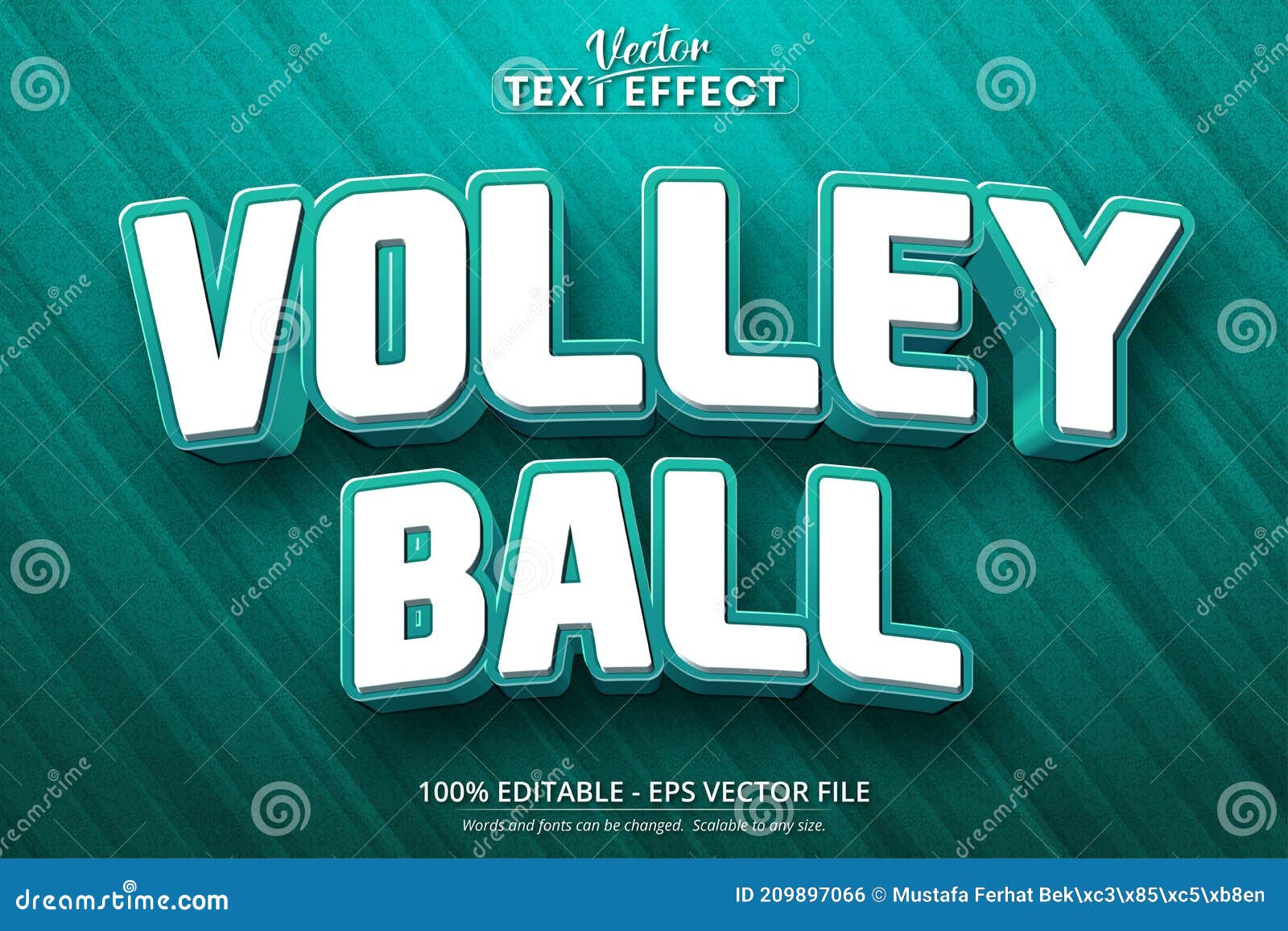 Volleyball Text, Cartoon Style Editable Text Effect Stock Vector