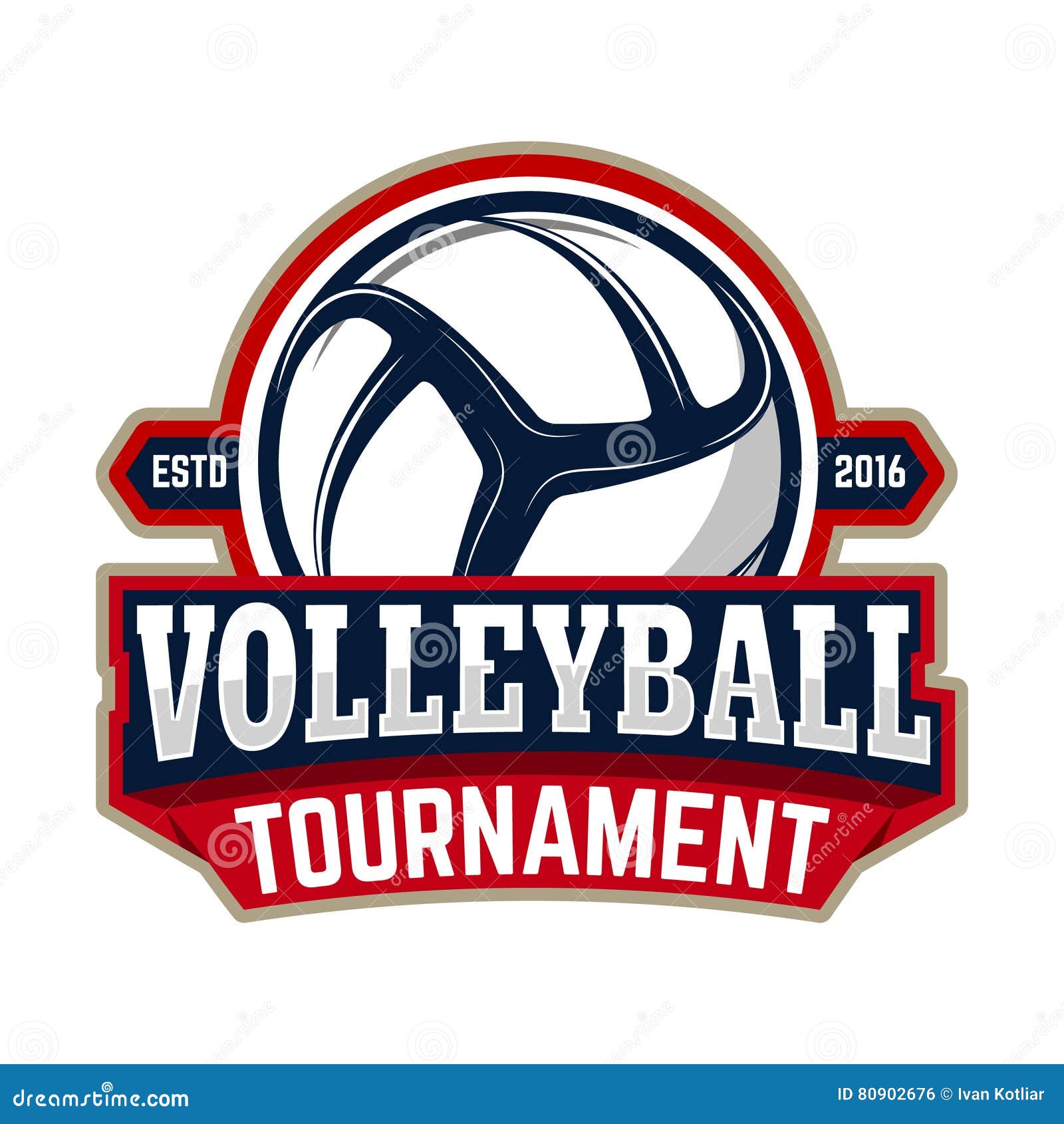 Volleyball Tournament. Emblem Template With Volleyball Ball. Design ...