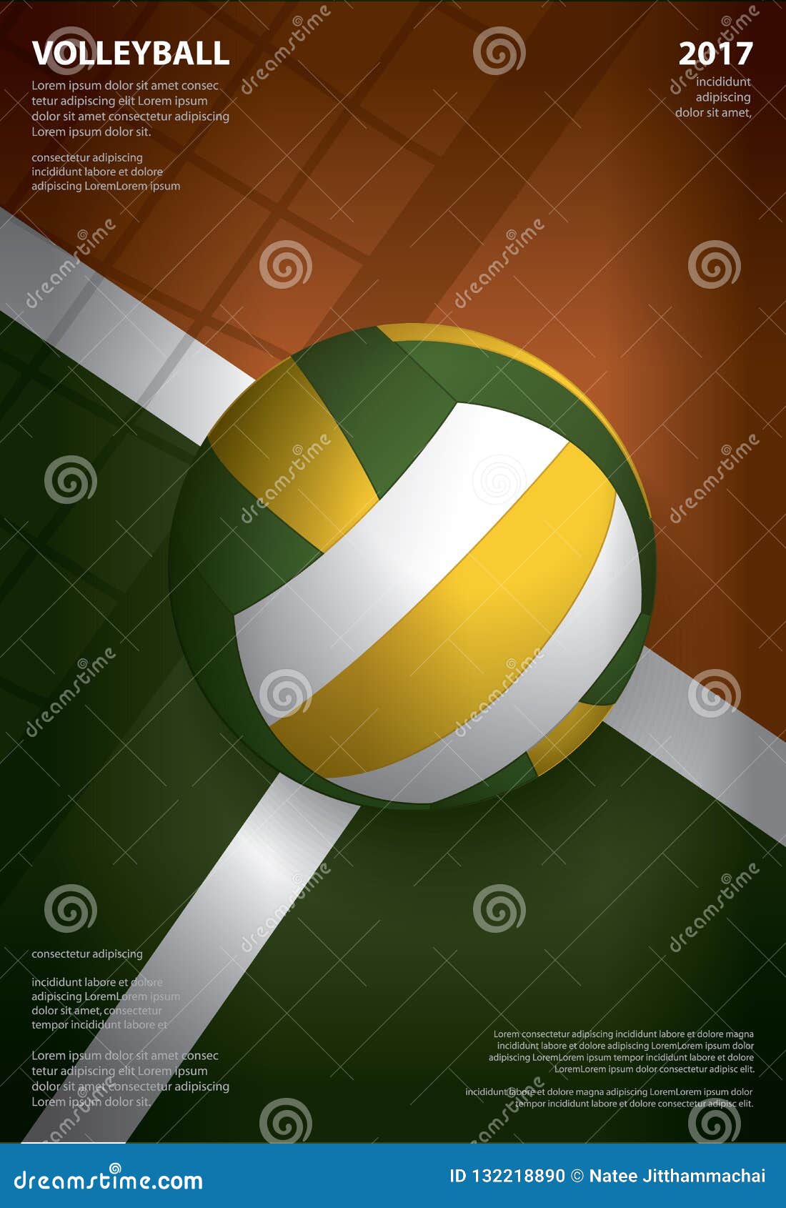 Volleyball Tournament Poster Template Design Stock Vector ...