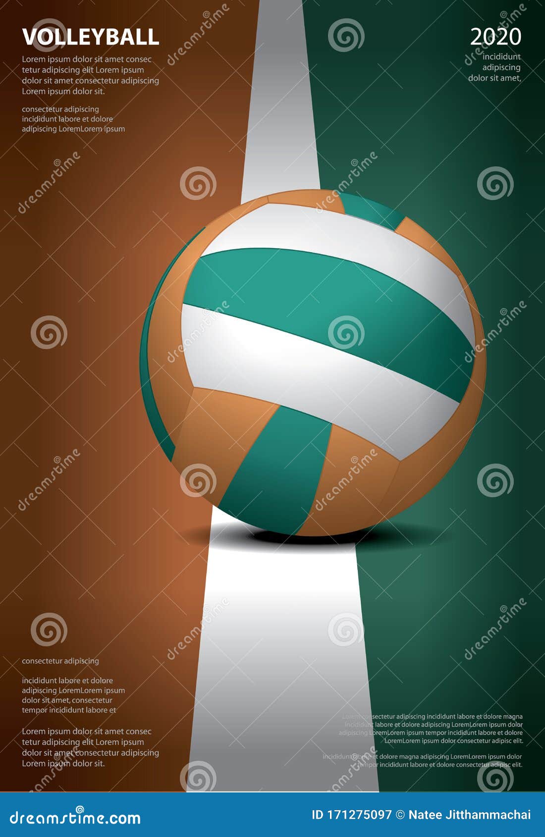 Volleyball Tournament Poster Template Design Stock Vector ...