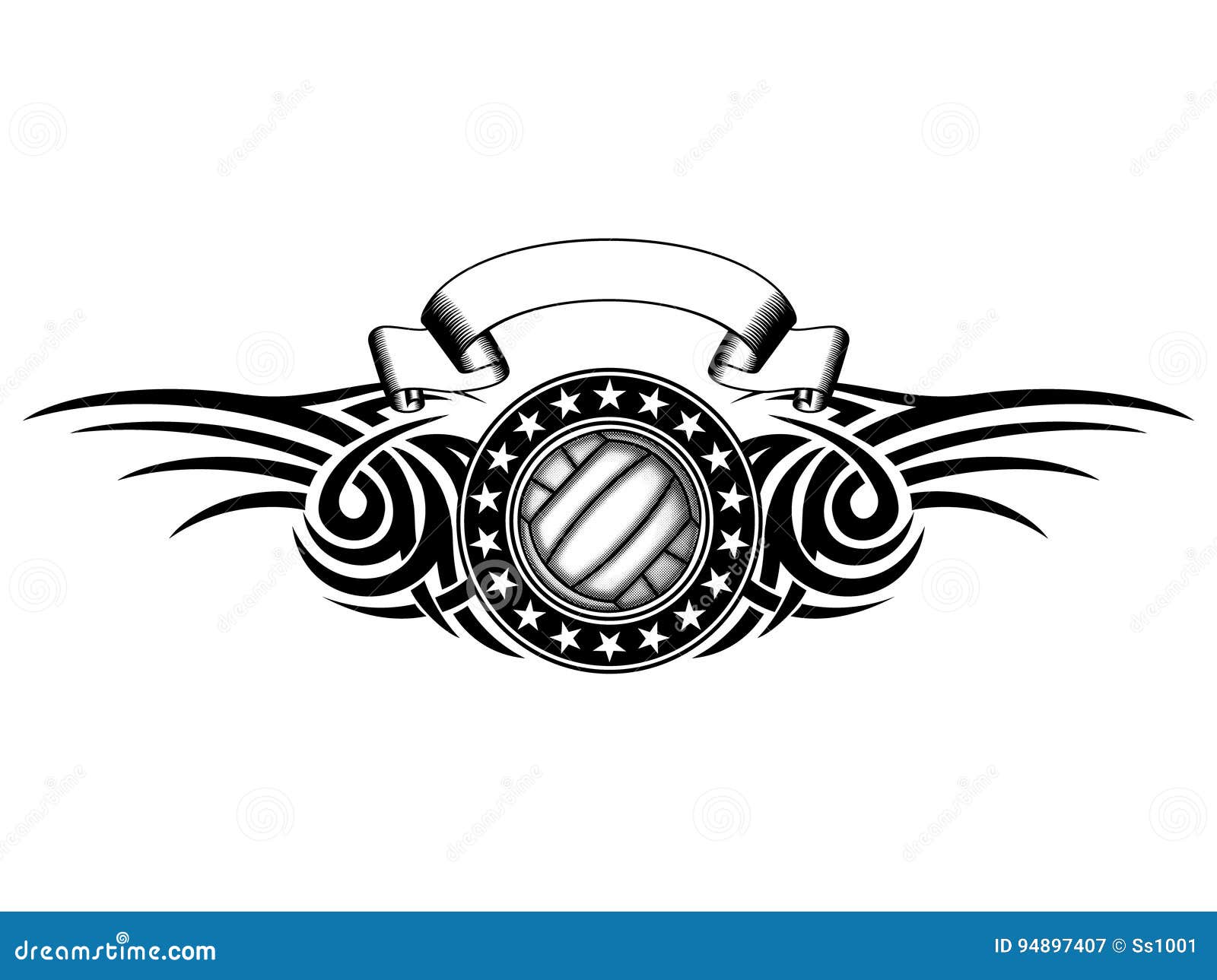 Set of volleyball sports tattoos Royalty Free Vector Image