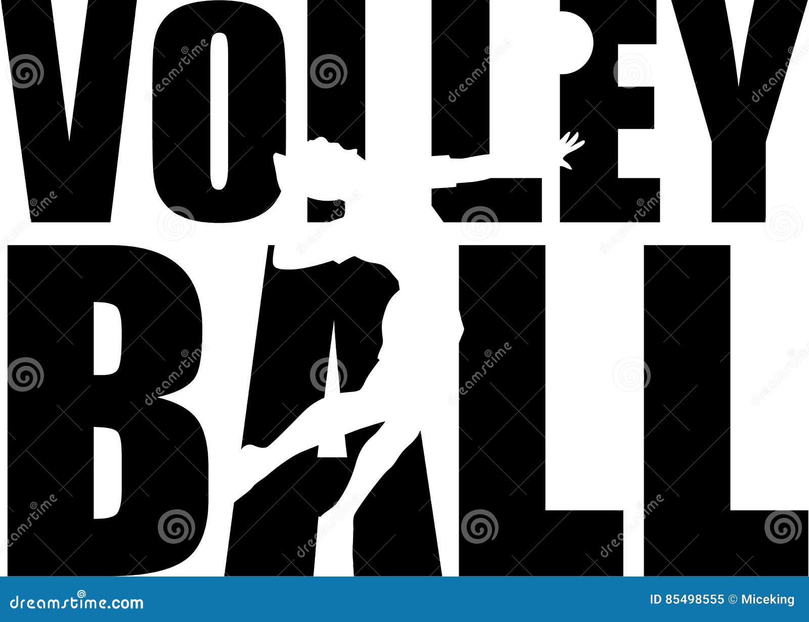 Volleyball Word with Player Stock Vector Illustration of jump, symbol