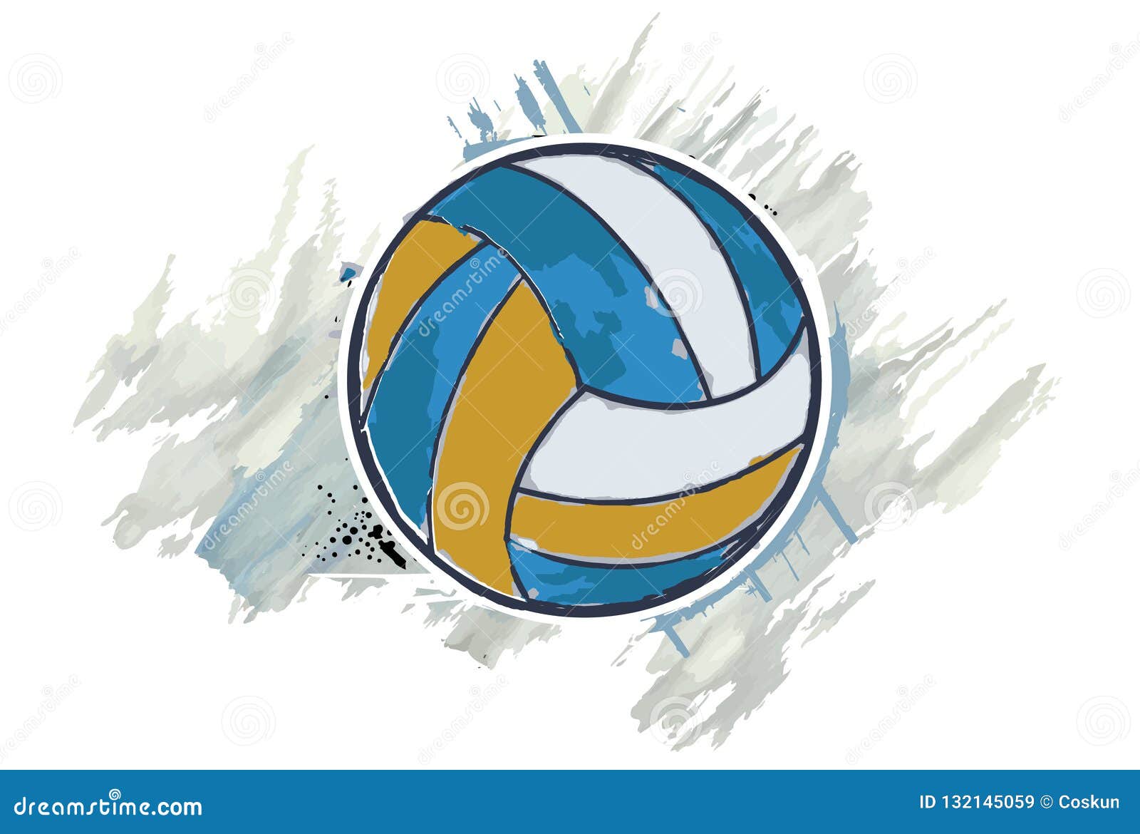 Volleyball Ball with a Watercolor Effect. Stock Vector - Illustration ...