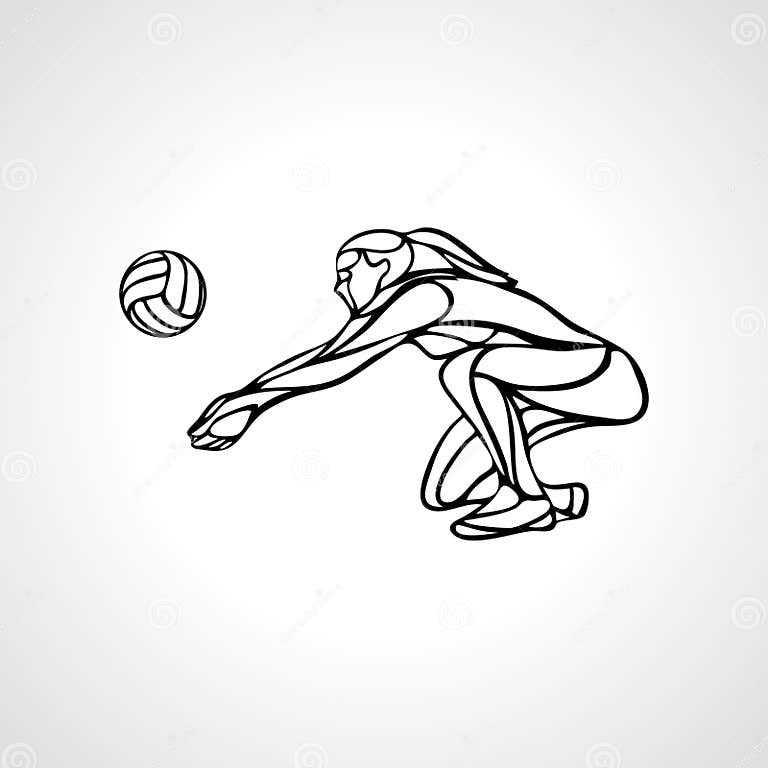 Volleybalspeler Silhouette Die Ballvector Eps10 Passeert Vector ...