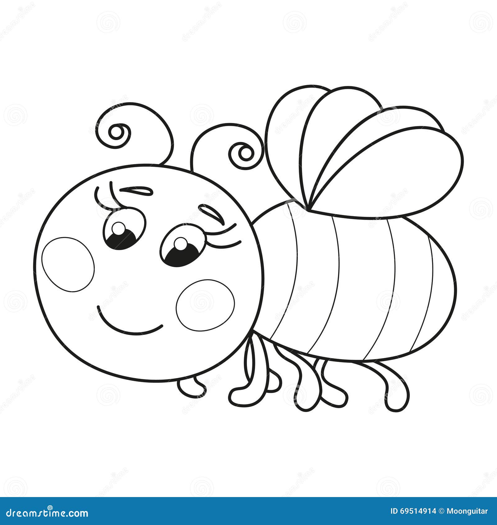 Volo rubicondo divertente sveglio dell ape pagina del libro da colorare
