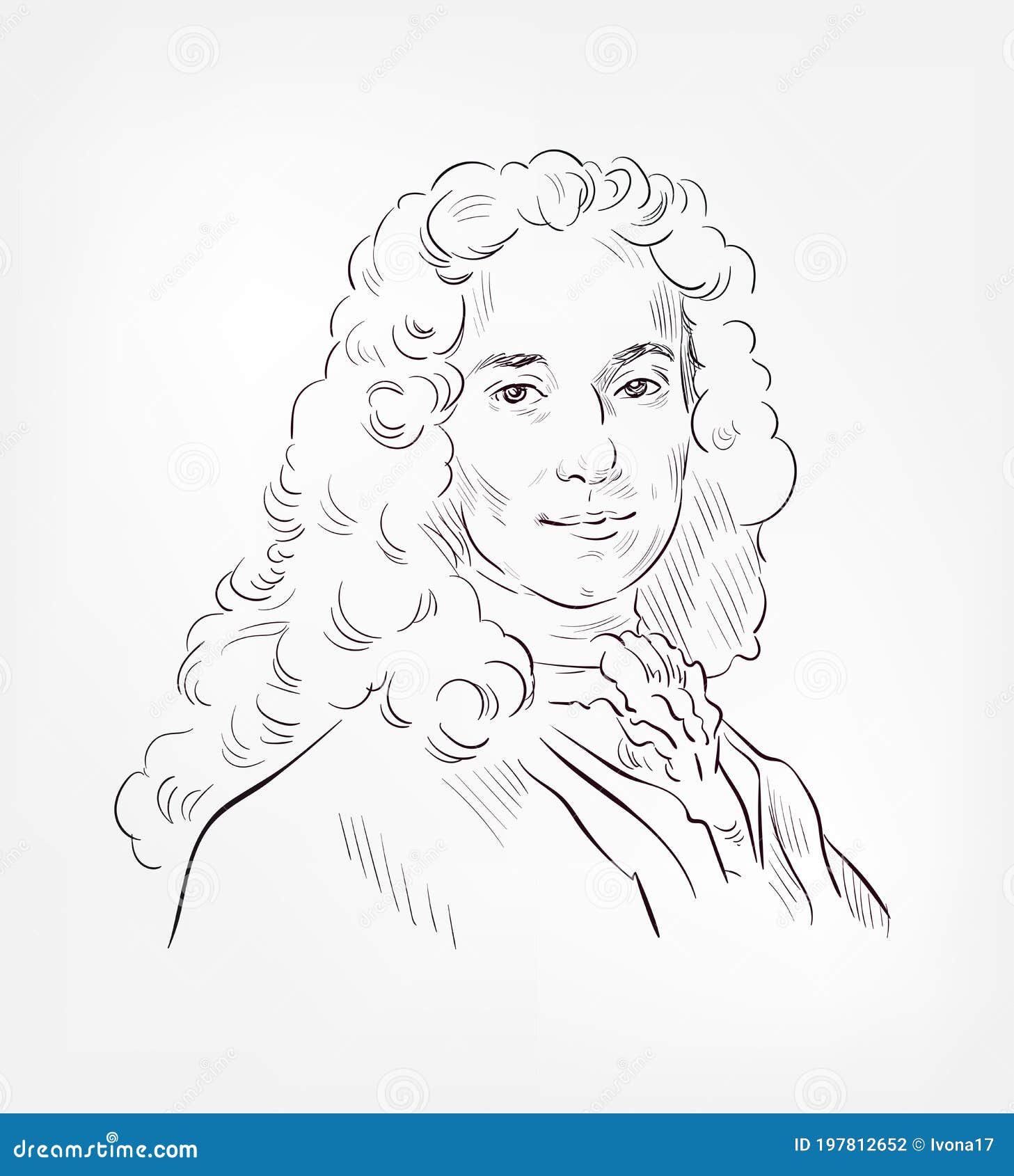 Voltaire Philosopher Vector Sketch Illustration Famous Royalty-Free ...