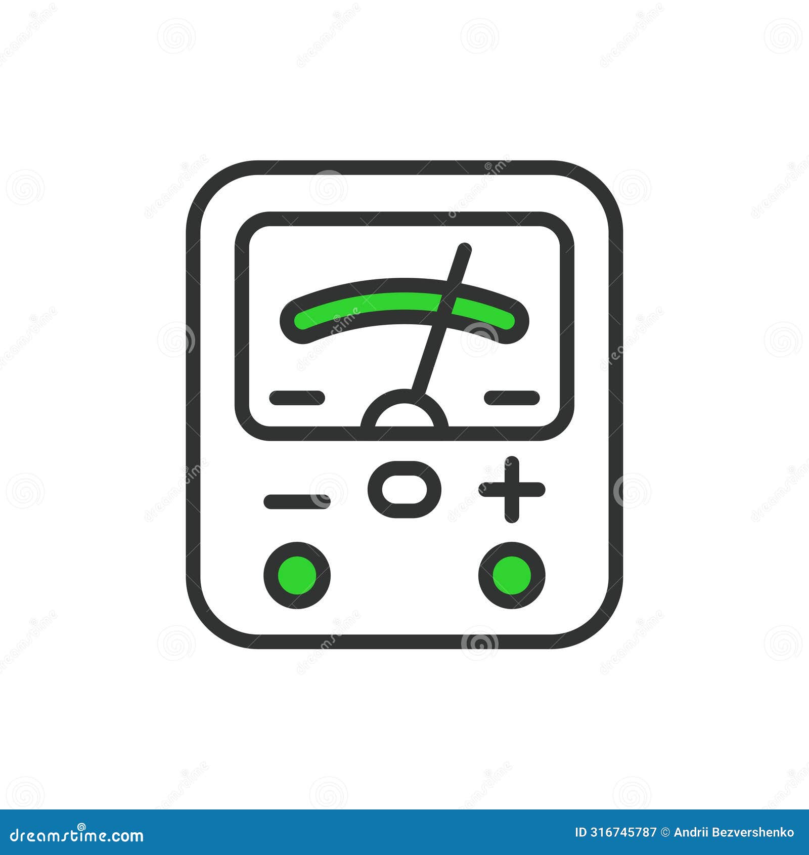 voltmeter, in line , green. voltmeter, voltage, meter, measurement, instrument, electrical, measure on white
